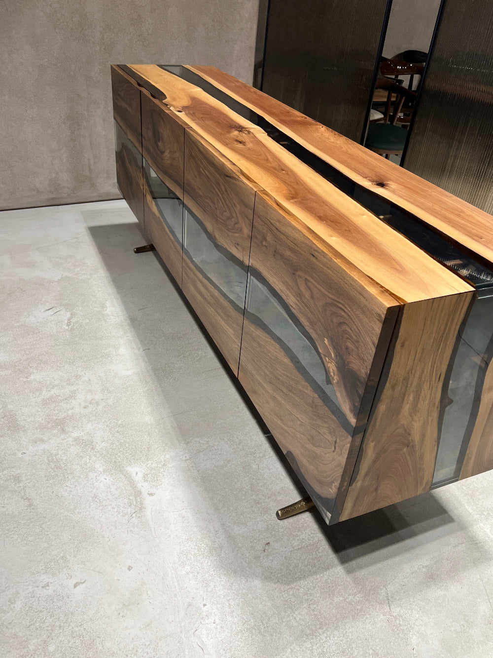 Modern Resin Credenza Sideboard Buffet for Dining Room & Living Room | Osso Collection | Stylish Storage Solution for Home Decor & Entertaining