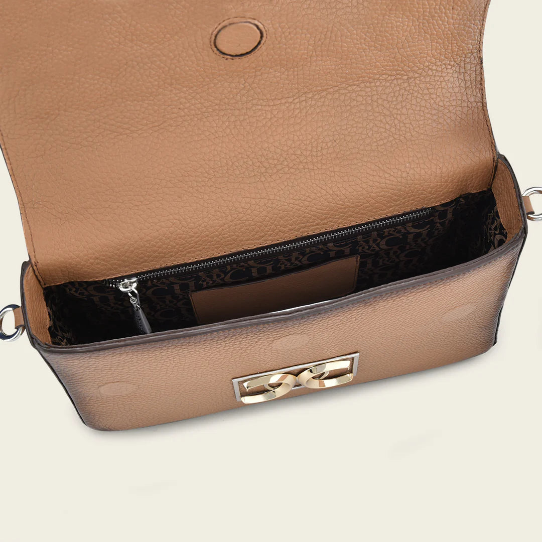 BODOURS Women's Western Style Cowhide Leather Crossbody Bag - Almond Brown Casual Handbag for Everyday Use, Travel & Shopping