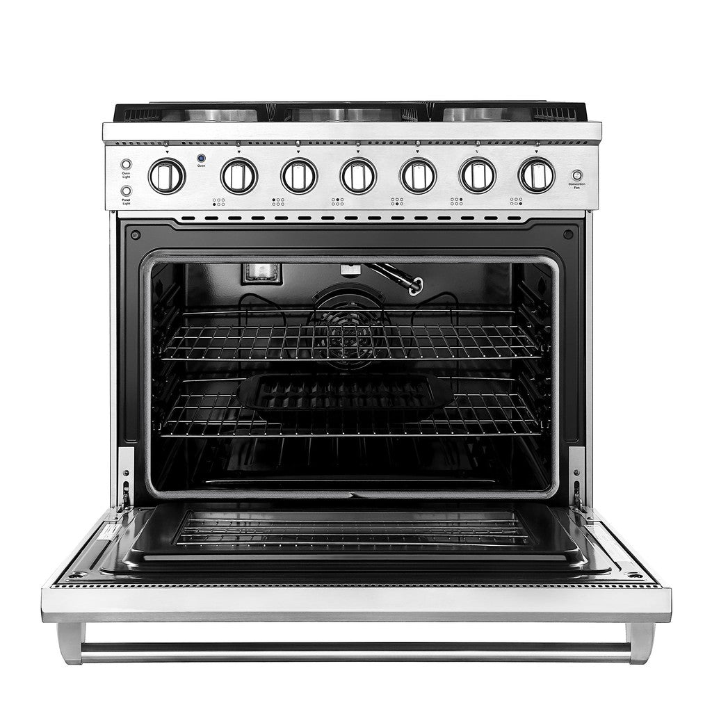 Empava 36 Inch Pro Style Freestanding Gas Range with 4 Sealed Burners - Stainless Steel 36GR11 - Perfect for Modern Kitchens & Professional Home Chefs