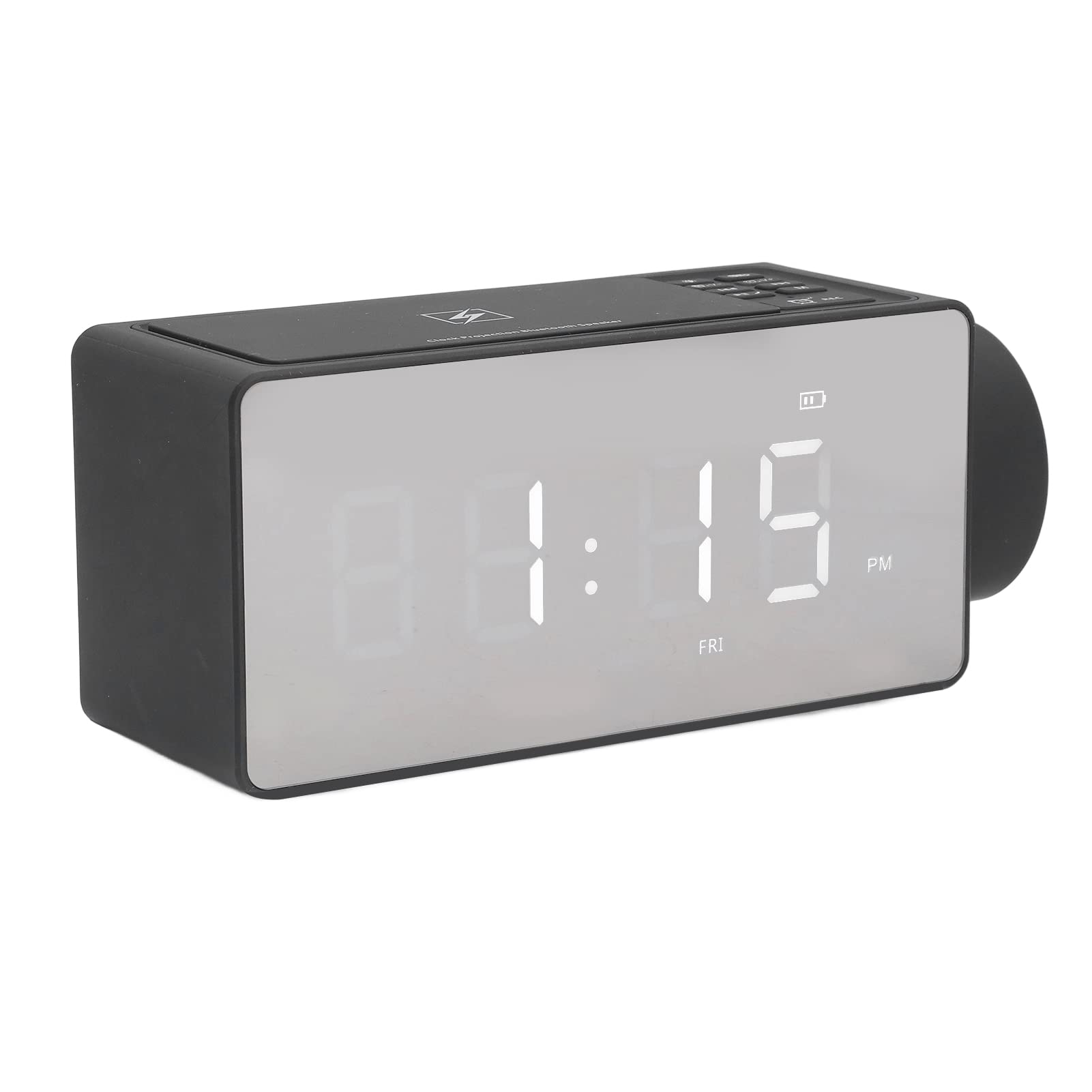 Gaeirt LED Digital Alarm Clock with Wireless Charging, Full Screen Mirror, Microphone, FM Radio & 2000mAh Battery - Perfect for Bedroom, Living Room, Office & Travel (100-240V)