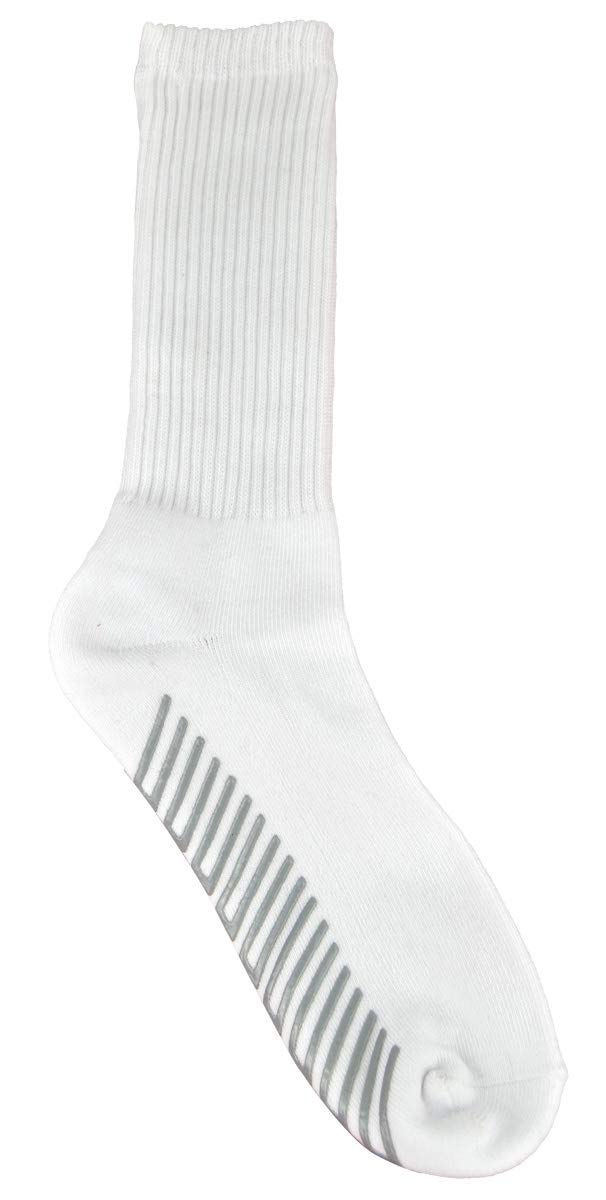 Vizari V Grip Long Sport Socks for Men - Breathable Polyester Athletic Socks with Anti-Slip Rubber Grip | No Logo Solid Crew Socks | Perfect for Running, Basketball & Gym Workouts