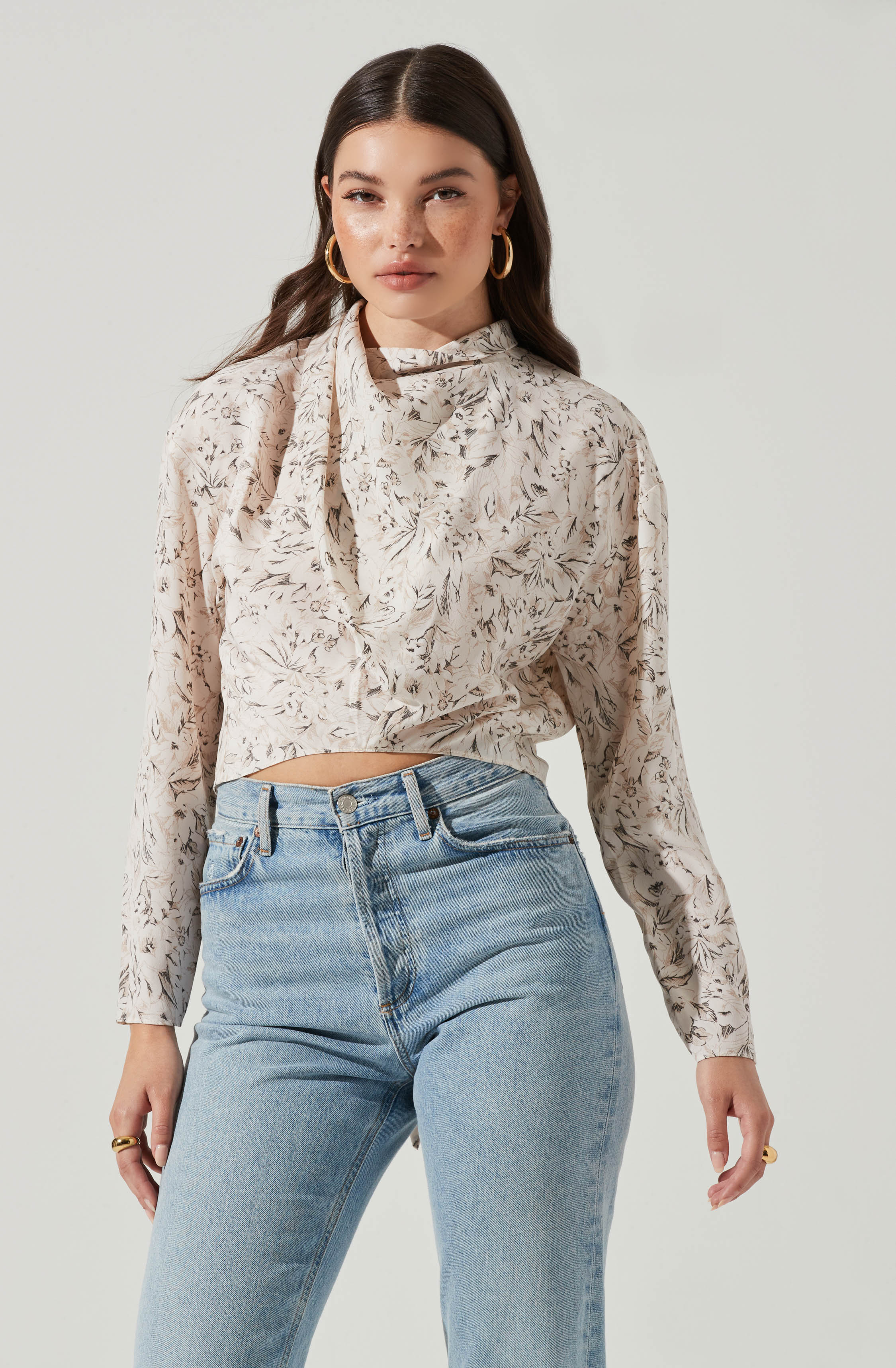 Elegant Long Sleeve Drape Tie Back Neck Blouse for Women | Chic Party & Office Wear | Perfect for Date Nights & Professional Events