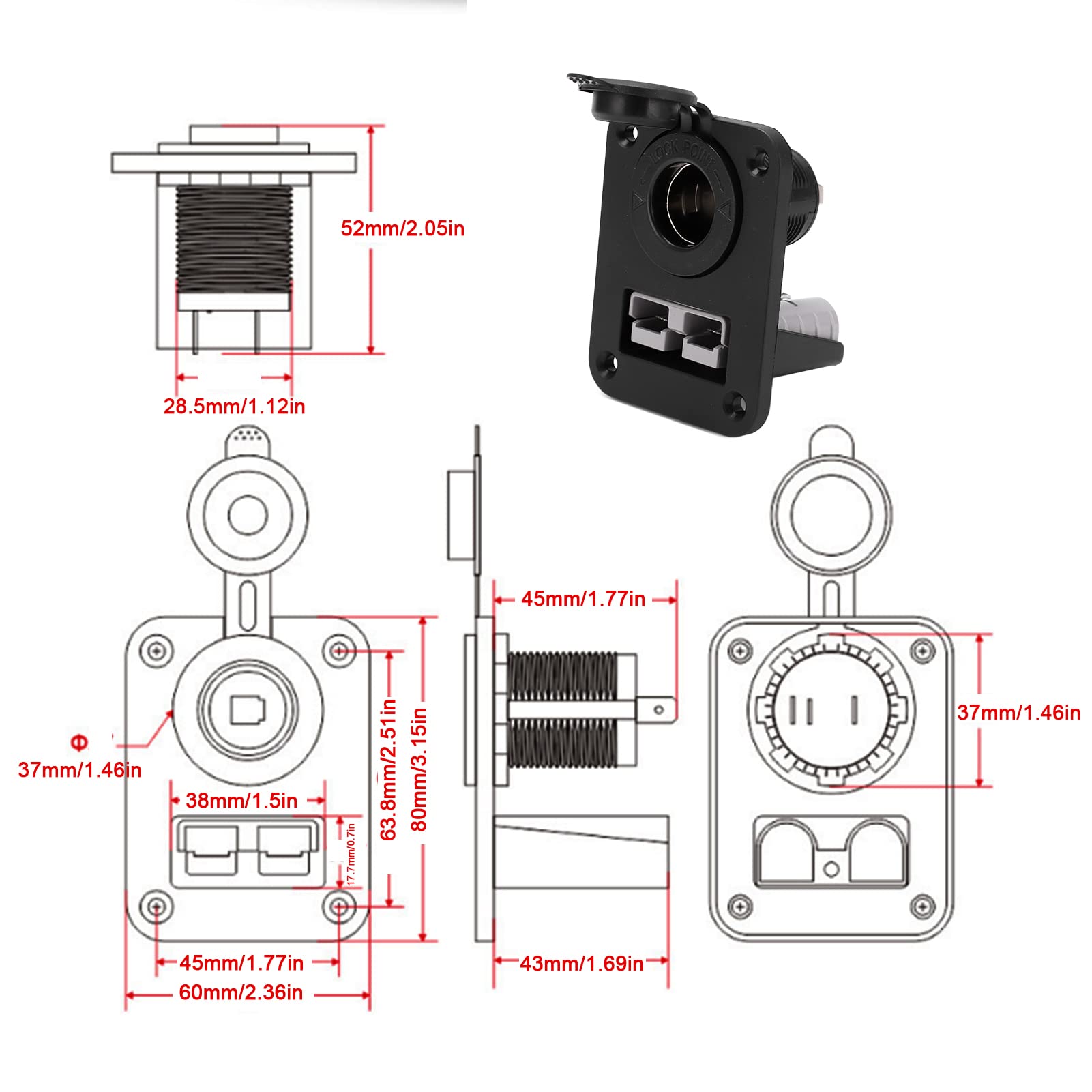 Dual USB Car Cigarette Lighter Socket - 12V Waterproof Power Outlet Charger Panel for Motorcycle, Tractor, Yacht, RV & Marine Vehicles | Perfect for Road Trips, Camping & Outdoor Adventures
