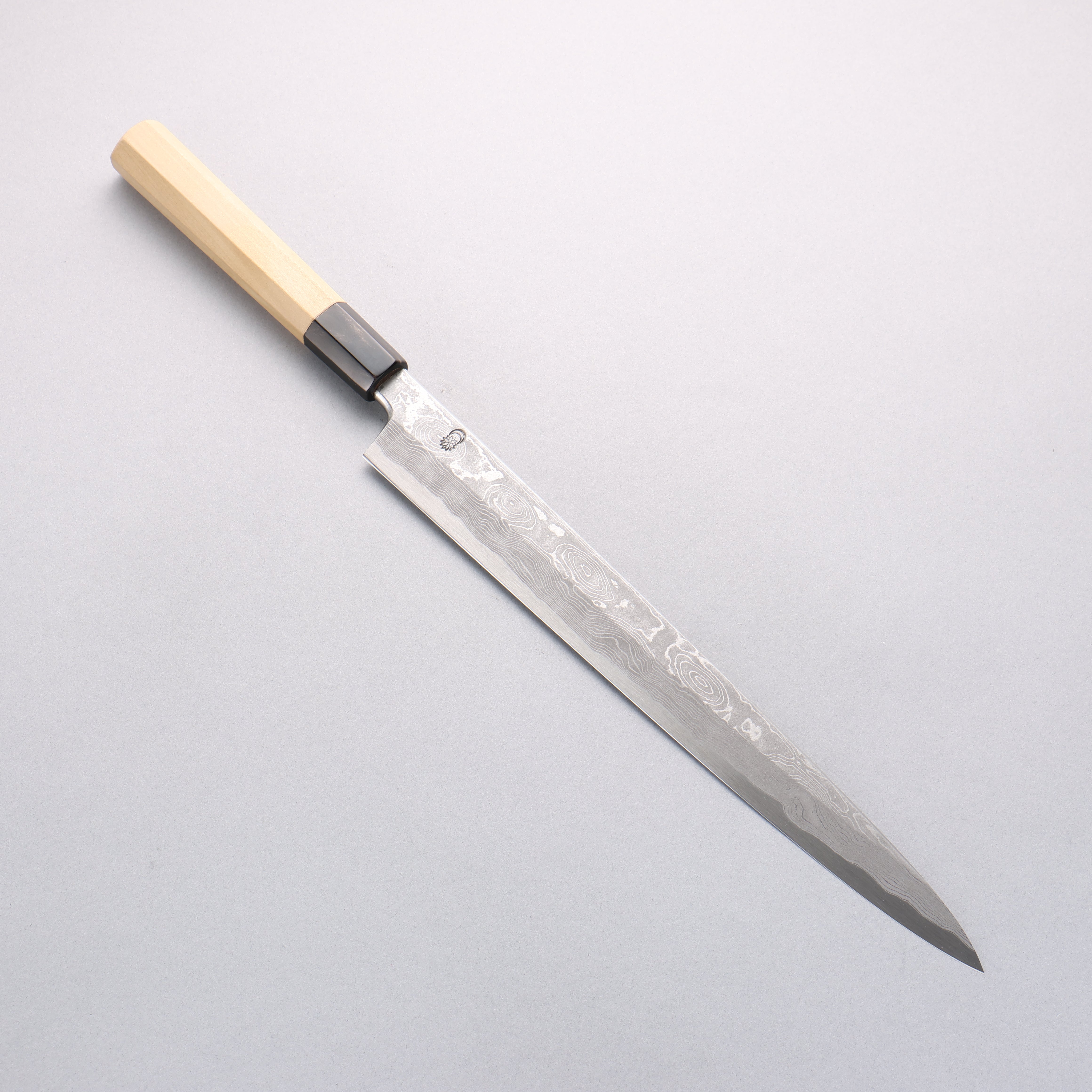 Premium Kikuzuki Blue Steel No.1 Damascus Yanagiba Sushi Knife 300mm with Magnolia Wood Handle - Professional Japanese Sashimi & Sushi Preparation Tool for Chefs & Home Cooks