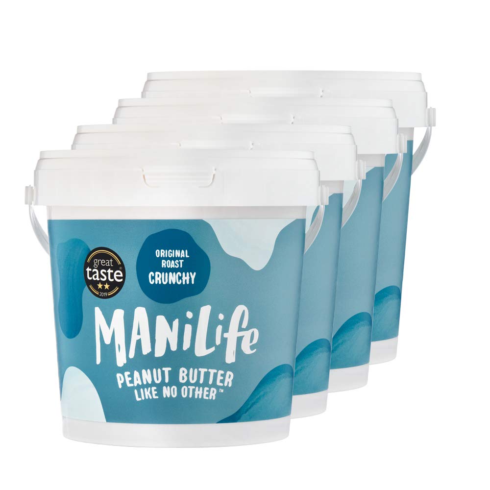All Natural Peanut Butter 4kg (4 x 1kg) - Single Origin, No Added Sugar, No Palm Oil, Original Roast Crunchy - Perfect for Sandwiches, Baking & Healthy Snacks