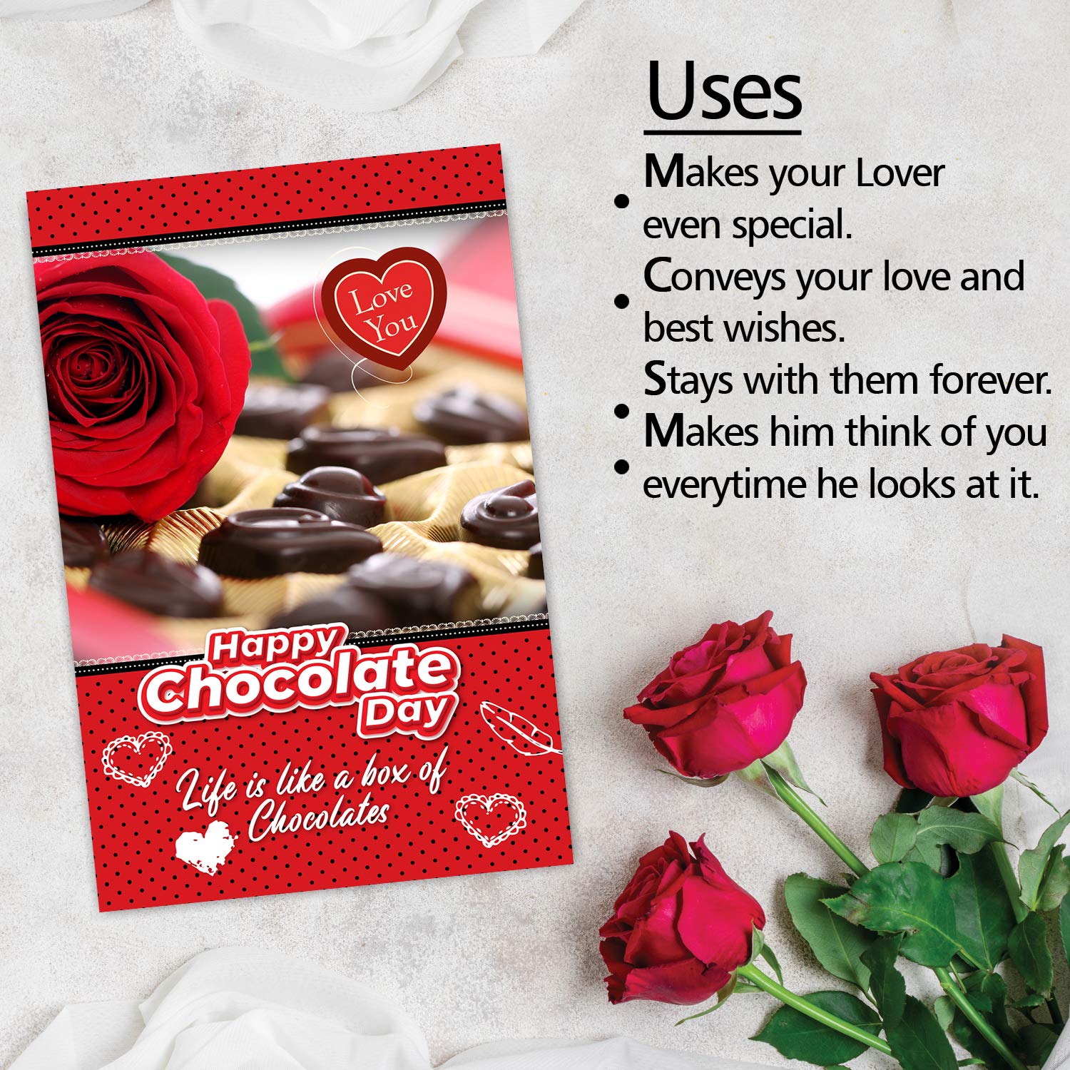 Love You Happy Chocolate Day Greeting Card with 2 Long-Lasting Nail Polishes - Perfect Gift for Women, Birthday, Anniversary & Valentine's Day | Life is Like A Box of Chocolates Theme