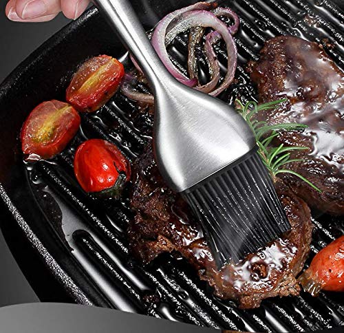 Stainless Steel Basting Brush for BBQ, Baking & Cooking - 12 Inch with Silicone Head (Red) - Perfect for Sauces & Grilling