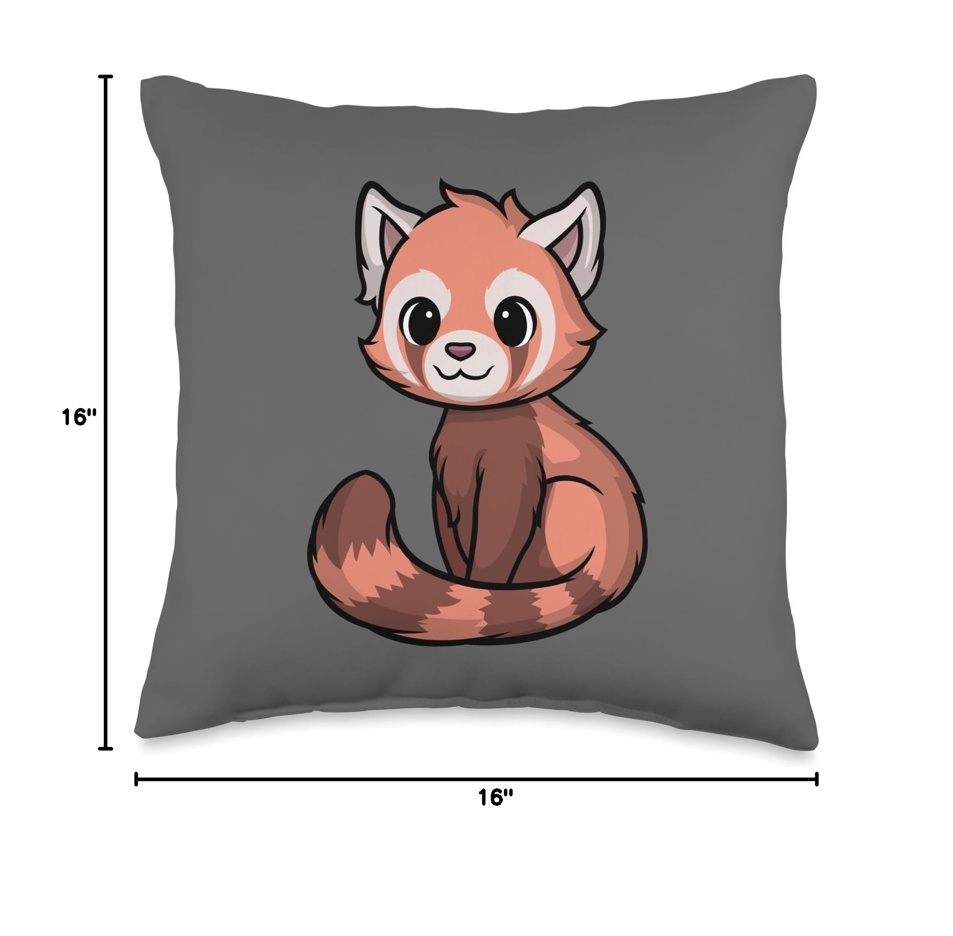 Cute Red Panda Anime Throw Pillow - Japanese Kawaii Chibi Style Funny Decorative Cushion for Bedroom, Sofa, and Gifts