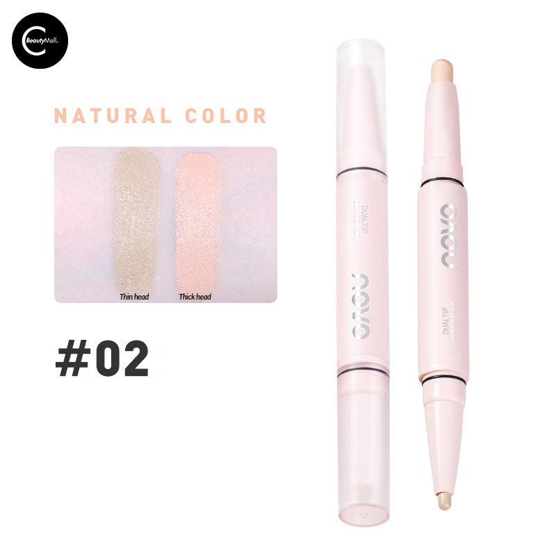 NOVO Dual Ended Highlighter & Concealer Pen - Creamy Makeup Stick for Face Contouring & Brightening - Perfect for Everyday Glam & Photo Shoots