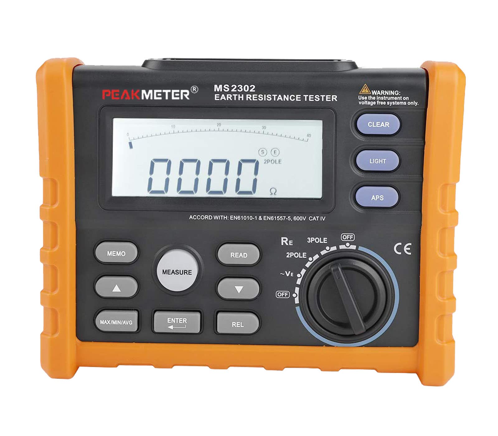 MS2302 Digital Earth Ground Resistance Tester - 2 Pole & 3 Pole Mode, High Precision 0-4000 Ohm Insulation Tester for Electrical Safety Testing | Perfect for Electricians, Engineers & DIY Home Electrical Projects