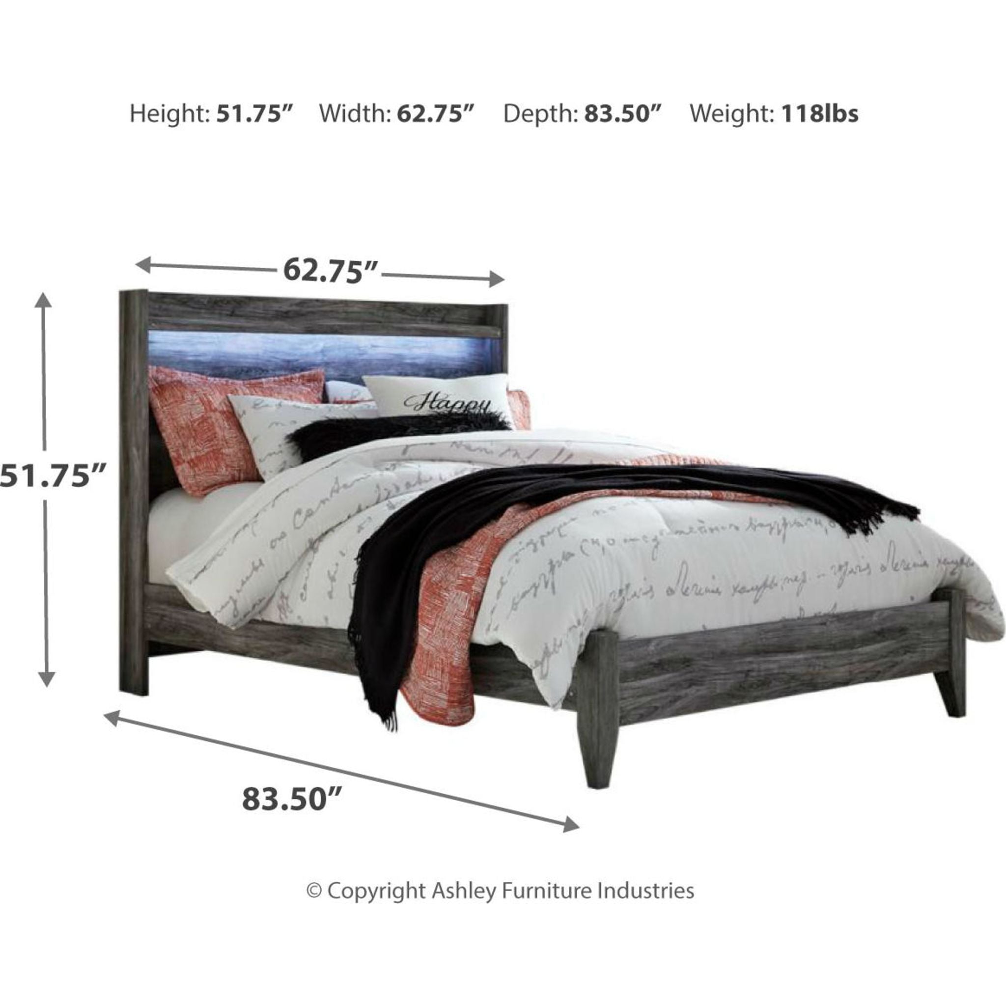 Baystorm Panel Bed Frame - Queen Size, Gray Upholstered Platform Bed with Wooden Slats, No Box Spring Needed | Perfect for Modern Bedroom, Guest Room & Apartment