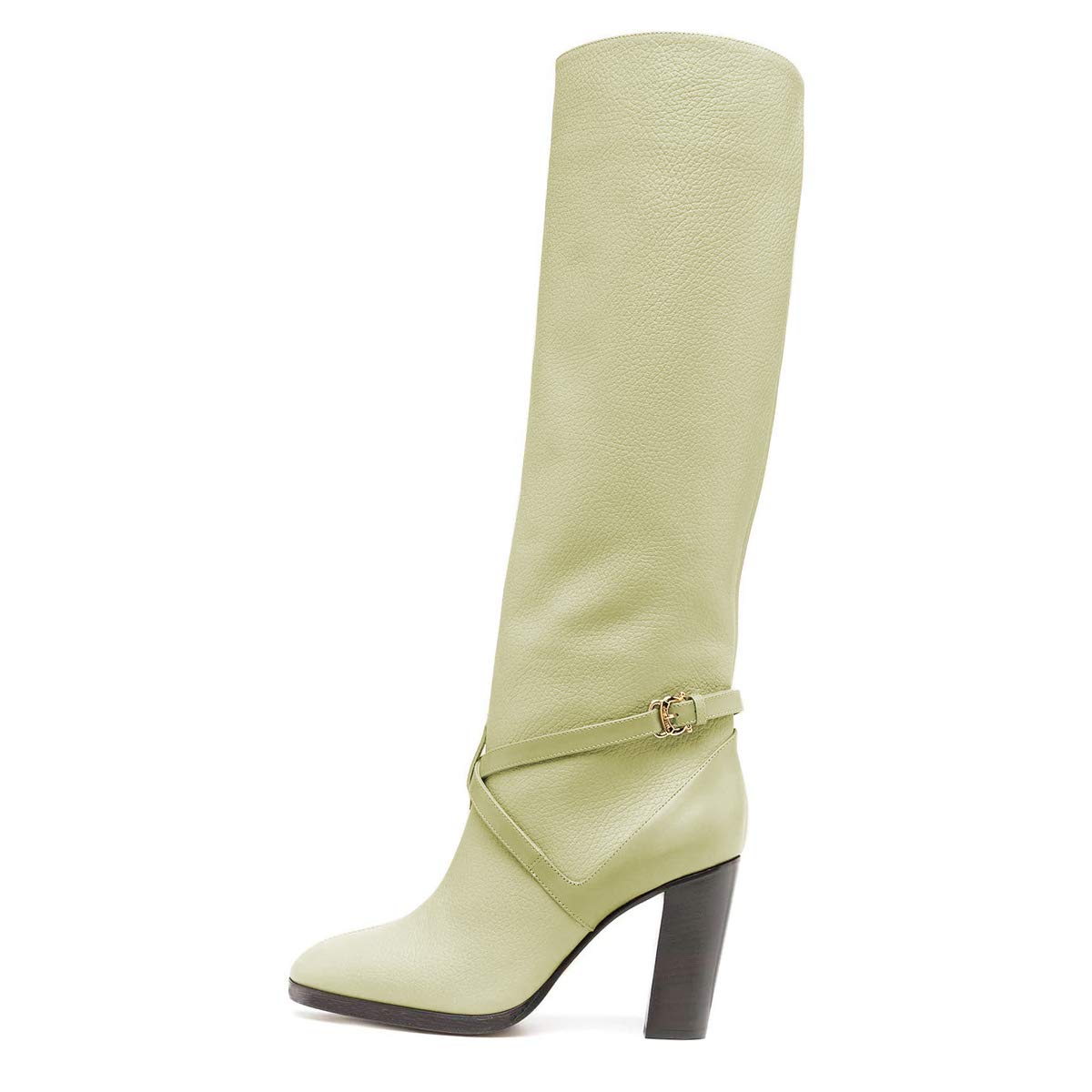 FOWT Women's Knee High Boots with Cross Straps - Round Toe Chunky Heel Wide Calf Winter Boots for Women Size 4-15 US | Perfect for Office, Party & Cold Weather Fashion