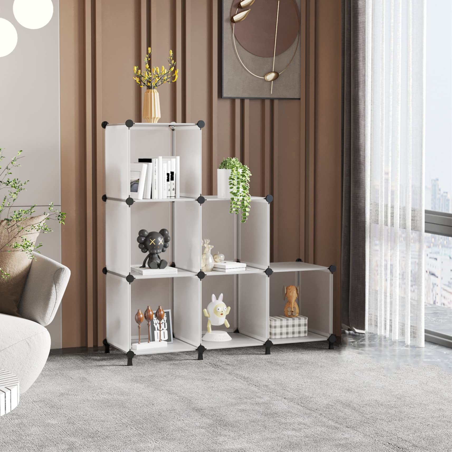 AWTATOS 6 Cube Closet Organizer - Stackable DIY Storage Shelves for Clothes & Accessories | Translucent Modular Shelving Unit for Bedroom, Closet & Home Organization | Perfect for Small Spaces & Wardrobe Storage