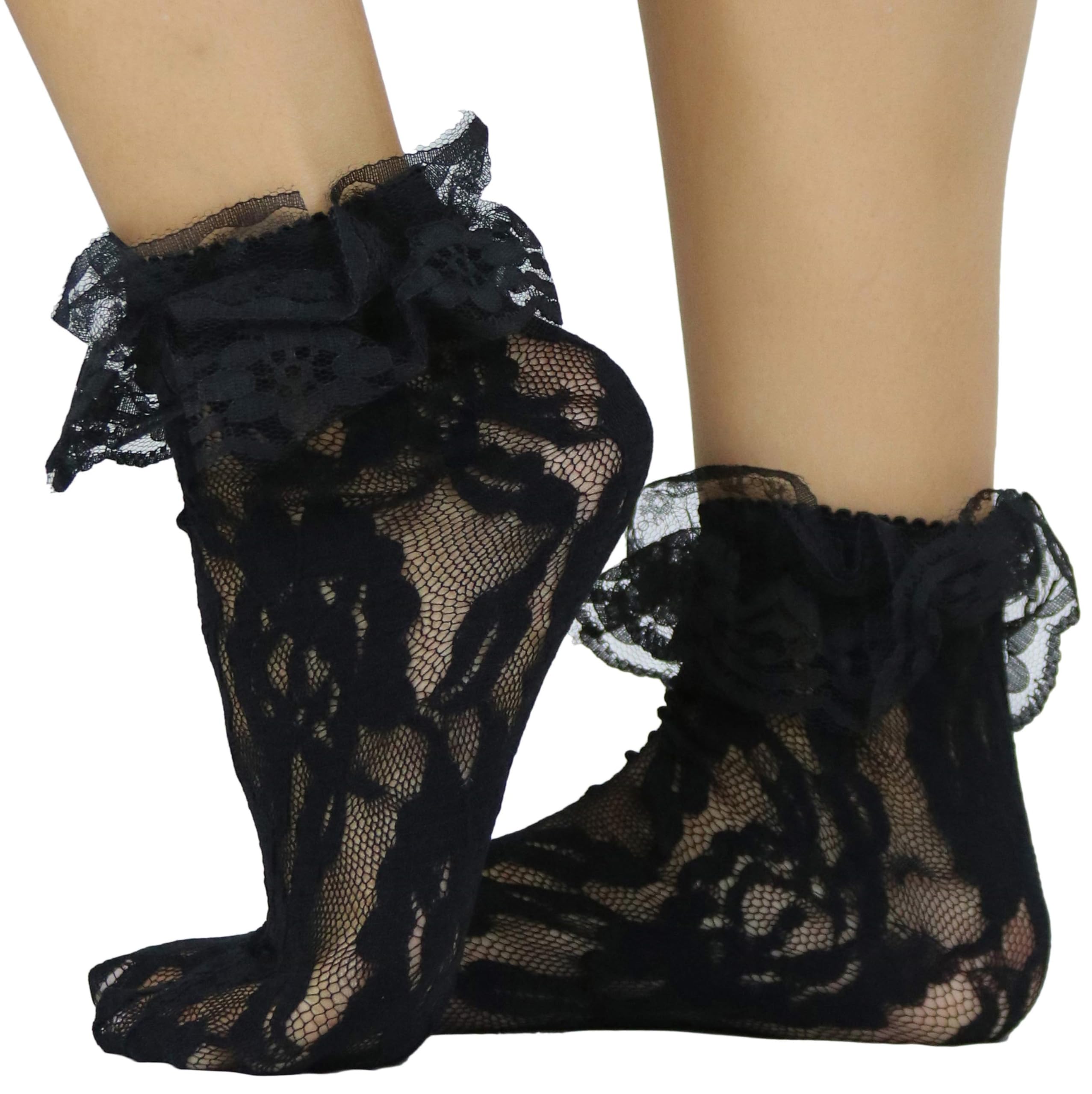 ToBeInStyle Women's Elegant Lace Anklet with Ruffle Cuff - Stylish Summer Ankle Bracelet for Weddings, Beach Parties & Boho Fashion