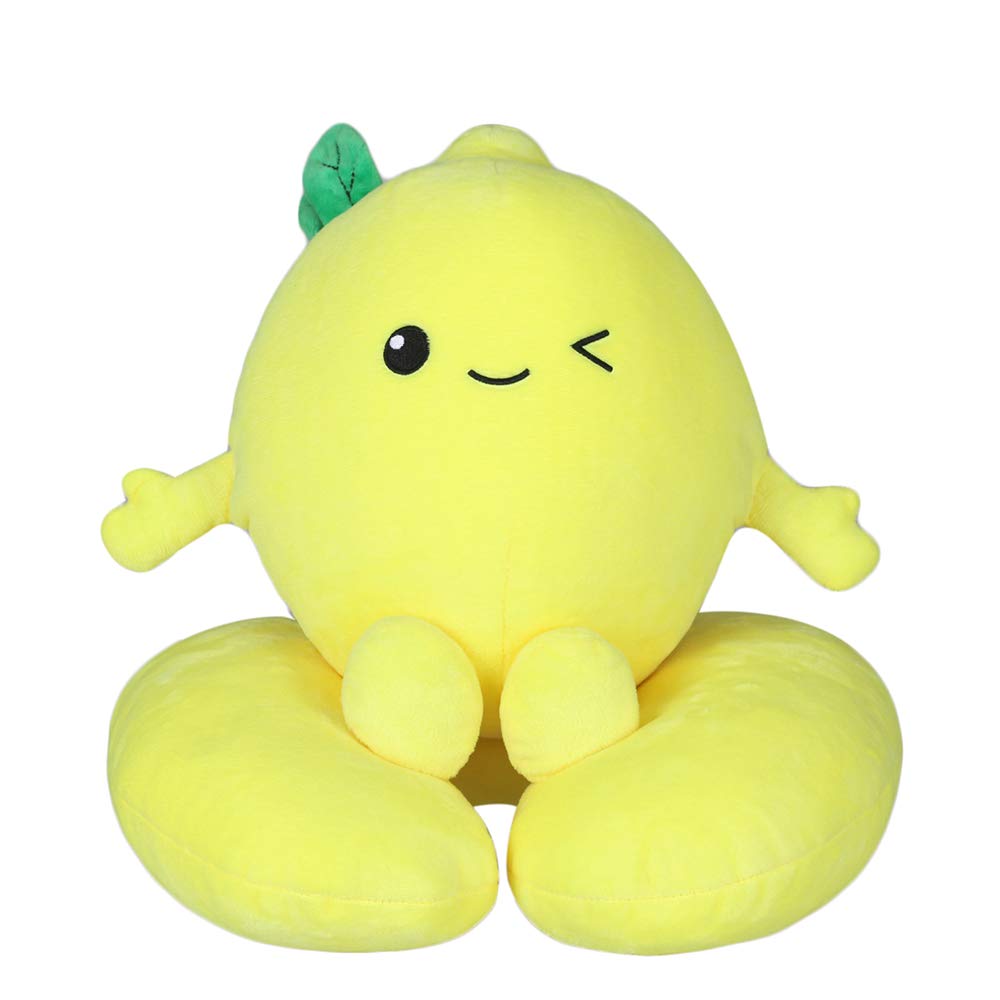 Comfortable & Washable Travel Neck Pillow for Airplane, Office & Car - Cute Lemon Design - Perfect for Long Flights, Work Breaks & Road Trips