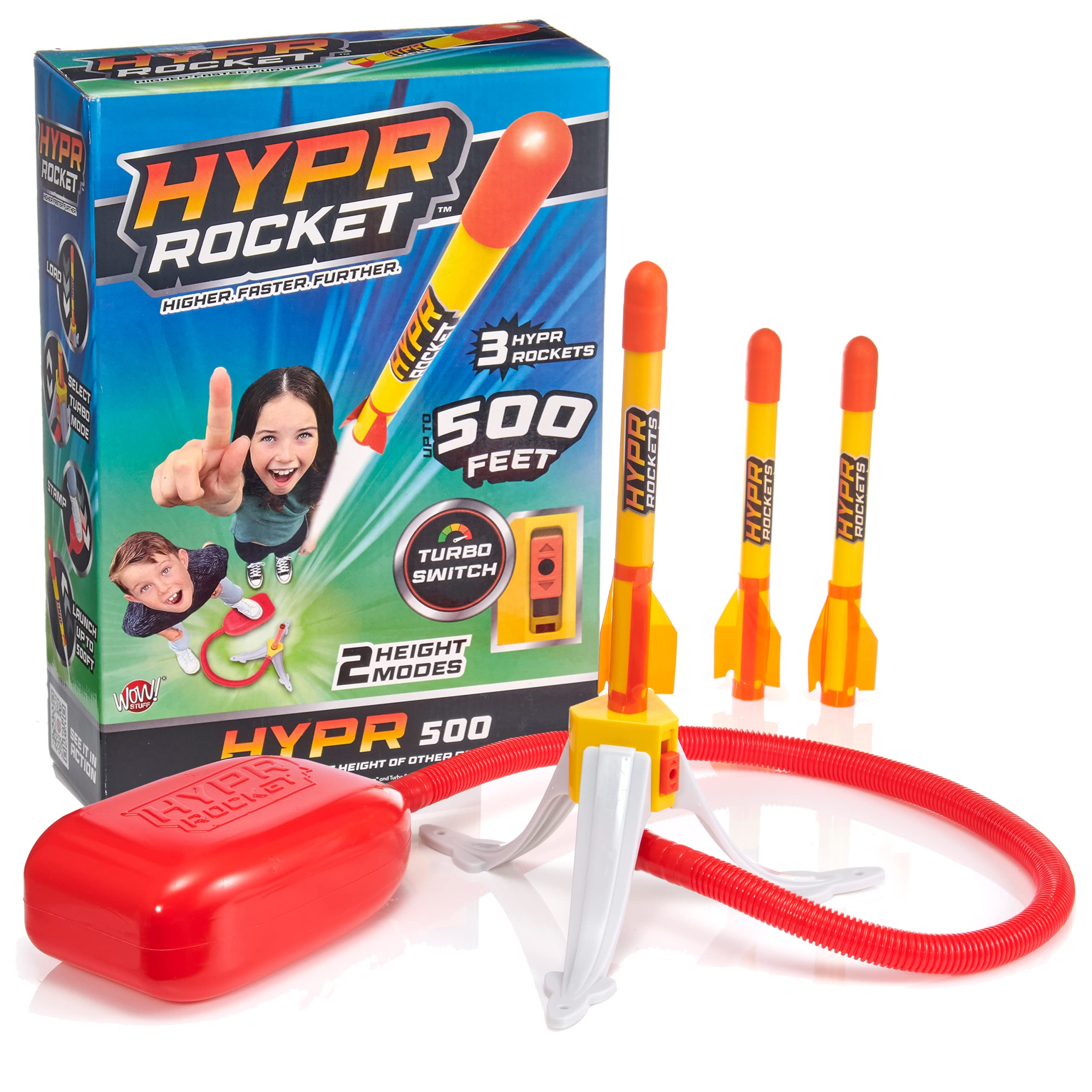 Hypr Rocket Launcher for Kids - Patented Design Launches Rockets Up to 500ft with Turbo Boost | Includes 3 Rockets | Connectable for Multiplayer Fun | Easy Setup & Durable Construction | Perfect for Backyard Play, Birthday Parties & Outdoor Family Activities