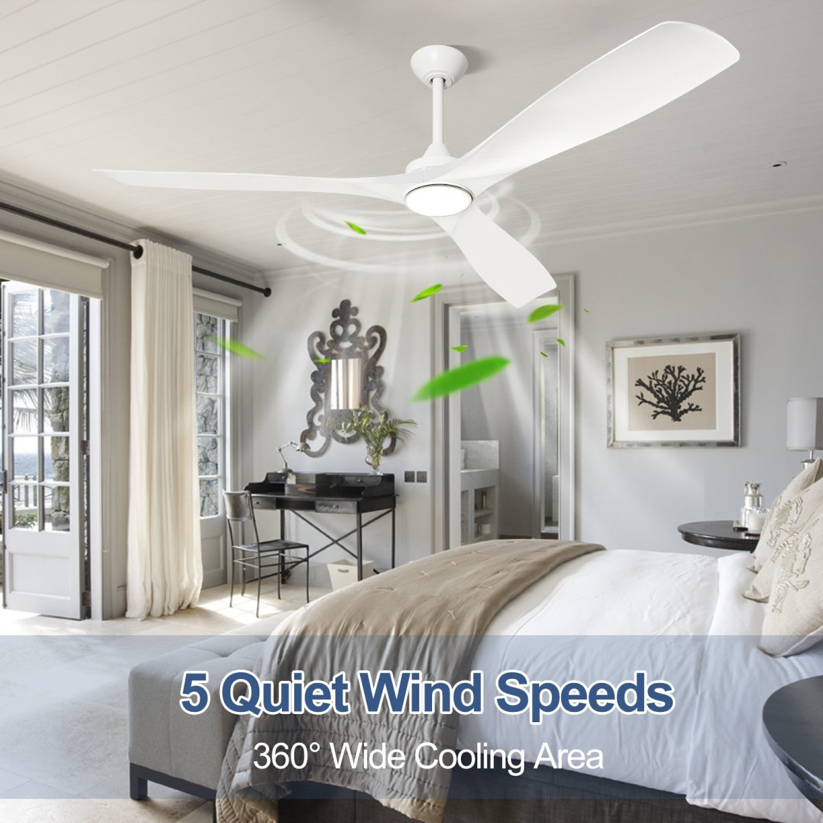 Depuley 60 Inch Modern Ceiling Fan with LED Light and Remote Control - Quiet Reversible DC Motor, 3 Color Temperature Adjustable, Timer Function - Perfect for Living Room, Bedroom, Patio, Study and Gazebo