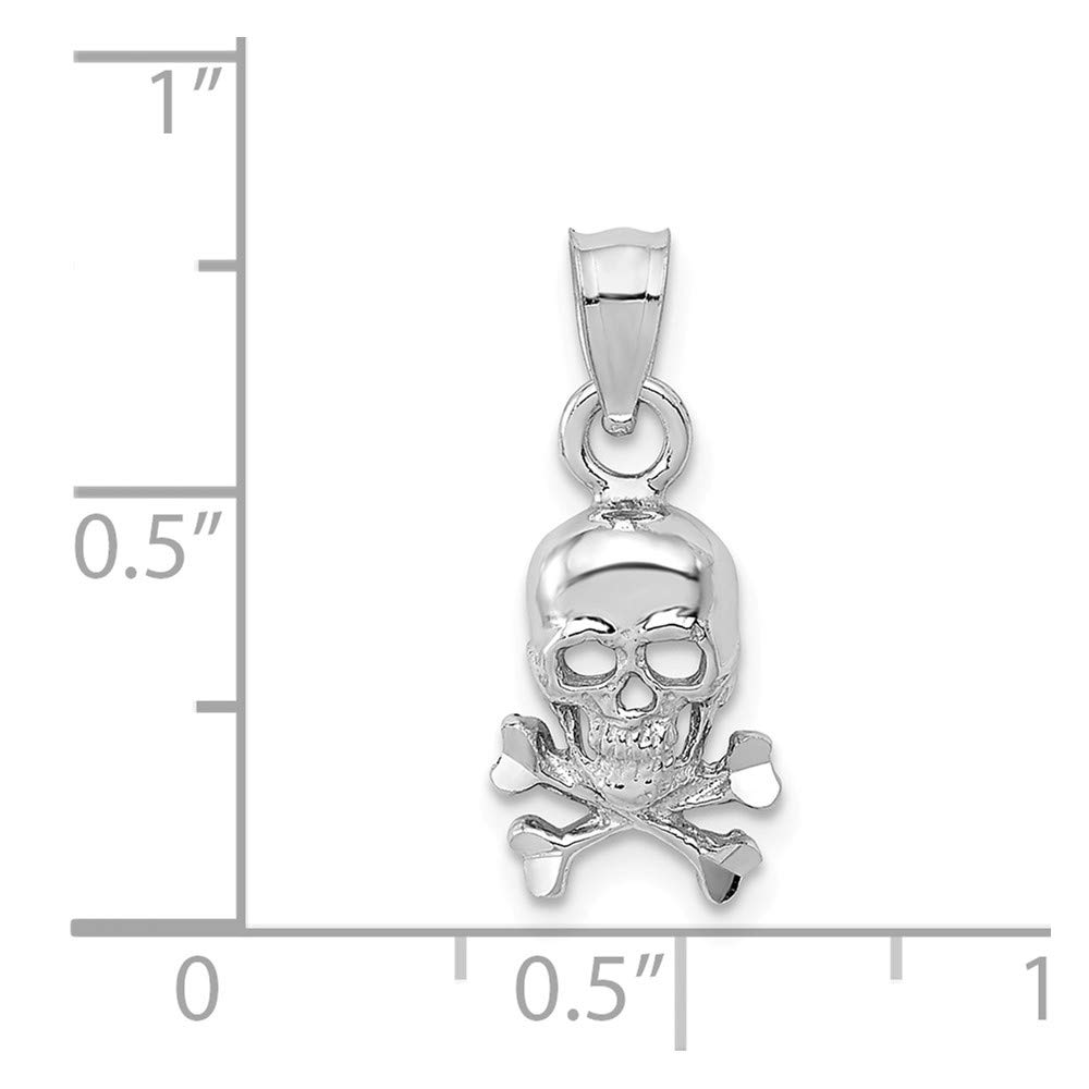 14K Solid White Gold Skull and Crossbones Pendant Necklace for Men - Gothic Jewelry, Punk Style Accessory, Perfect for Halloween, Biker Gangs & Rock Fashion