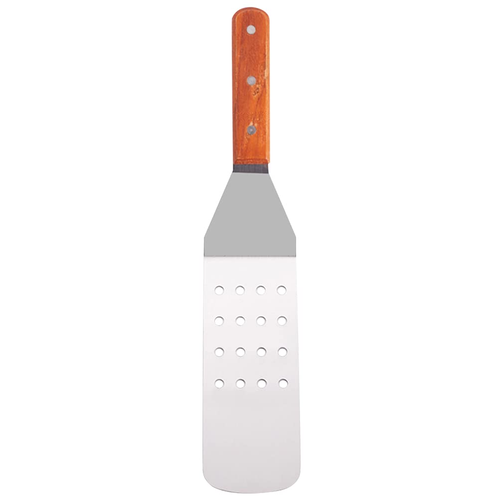 DOITOOL Stainless Steel Turner Spatula - Flexible Grill Spatula with Wood Handle for BBQ, Pizza, Steak - Perfect for Home, Restaurant & Outdoor Cooking