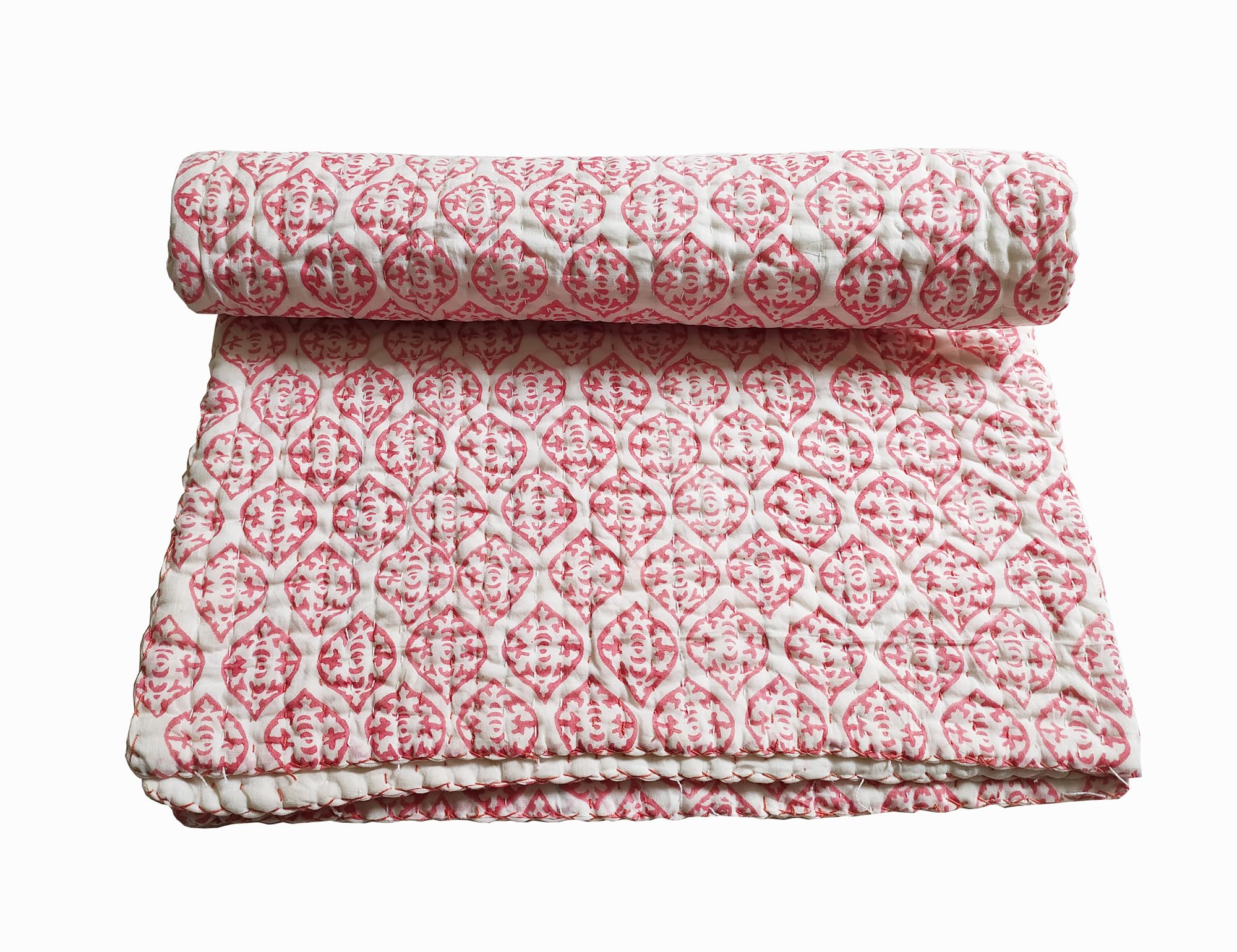 Handmade Indian Cotton Kantha Quilt - Twin Size 60