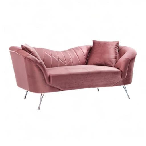 Mid Century Modern Velvet Chesterfield Loveseat in Rose - Stylish Living Room Sofa for Small Spaces, Apartments & Cozy Home Decor