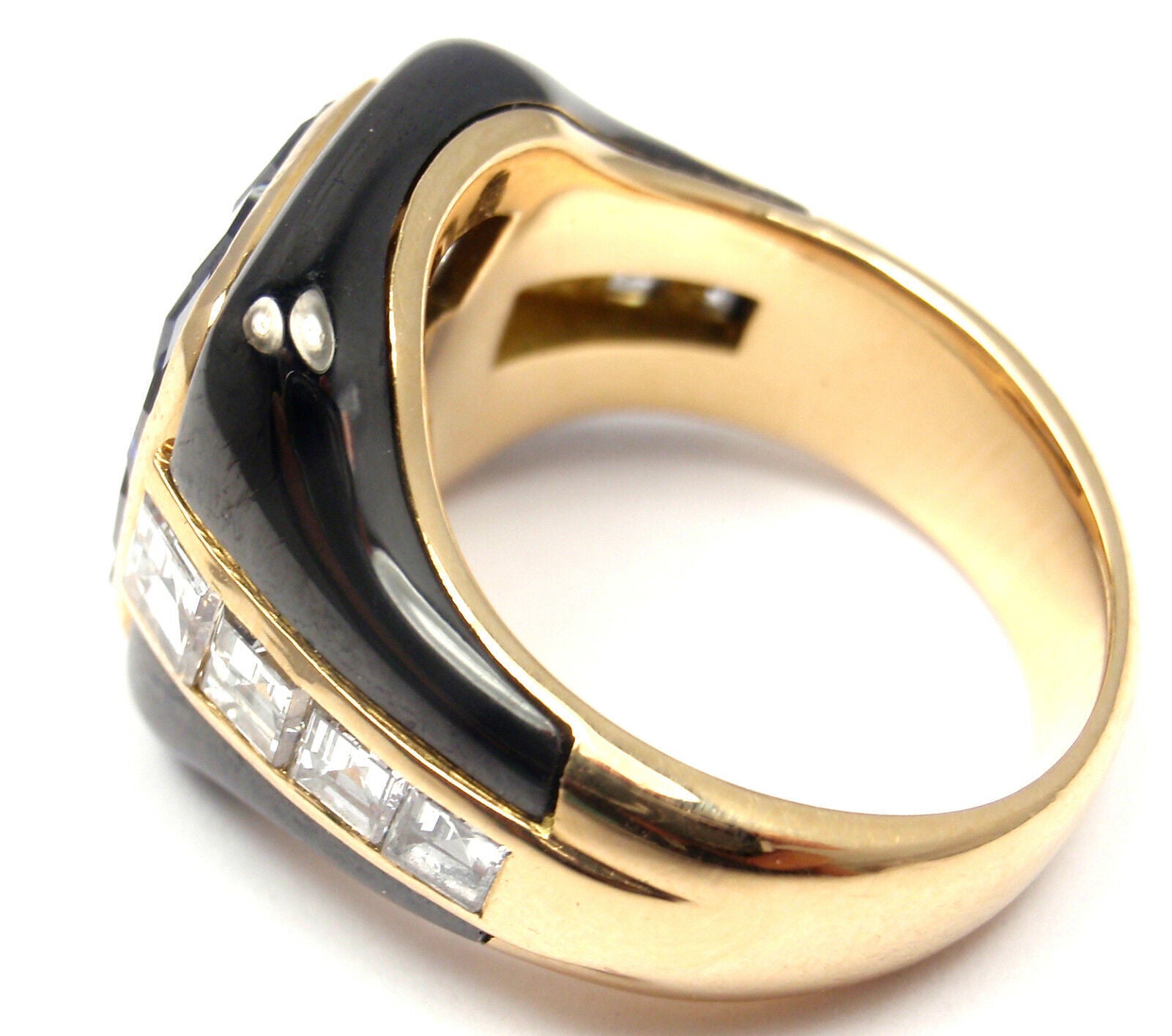 Authentic Piaget 18k Yellow Gold Diamond Invisible Set Sapphire Enamel Ring | Luxury Jewelry for Weddings, Anniversaries & Special Occasions