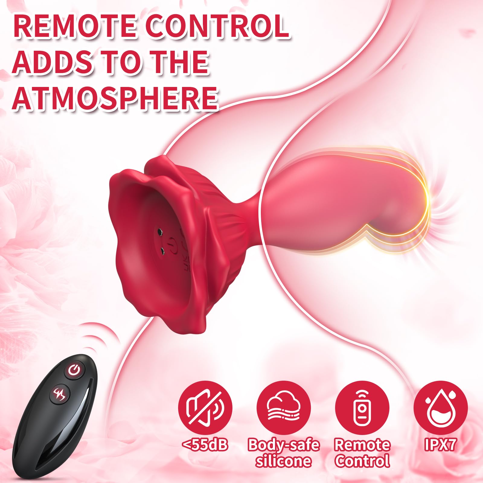 Rose Anal Plug Vibrator - 9 Vibration Modes Remote Control Prostate Massager, G-Spot Stimulator for Women & Couples | Perfect for Solo Play, Couples Intimacy & BDSM Exploration