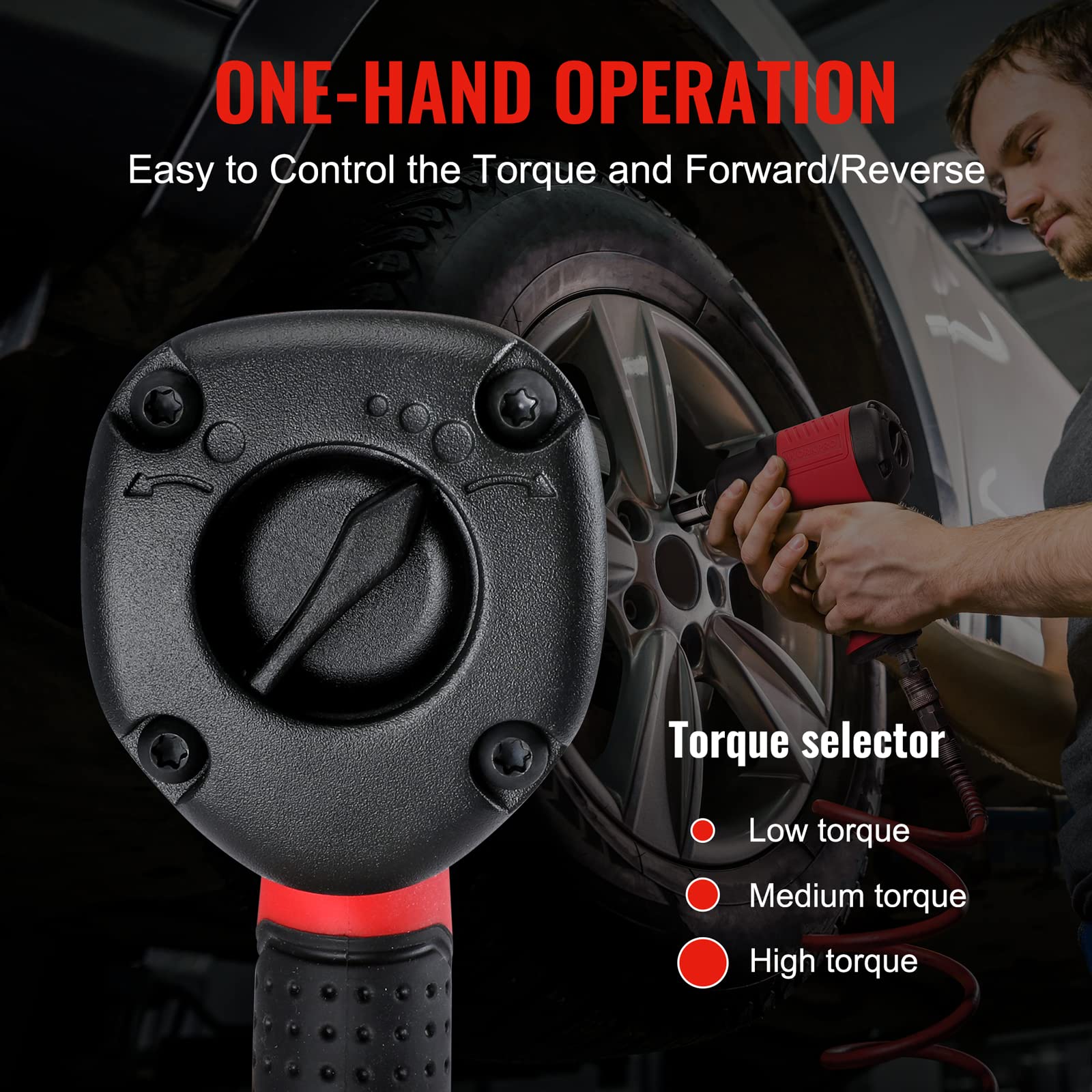 WORKPRO 1/2-Inch Air Impact Wrench - Heavy Duty Ergonomic Design, 450 ft-lbs Max Torque for Automotive Repair, Tire Changes & Construction Projects