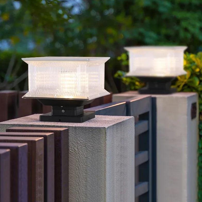 Solar Powered LED Outdoor Pillar Lights - Waterproof Rectangle Design for Garden, Pathway, and Patio Lighting