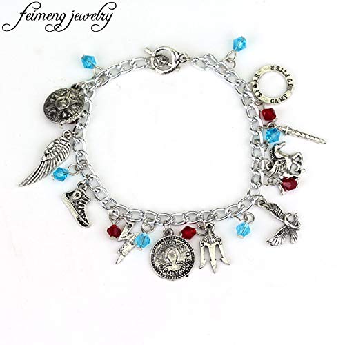 Percy Jackson Charm Bracelet - Themed Alloy Jewelry with Crystal Beads, Inspired by Sea of Monsters | Fashionable Fan Gift for Women & Teens | Perfect for Cosplay, Birthday Presents & Book Lovers
