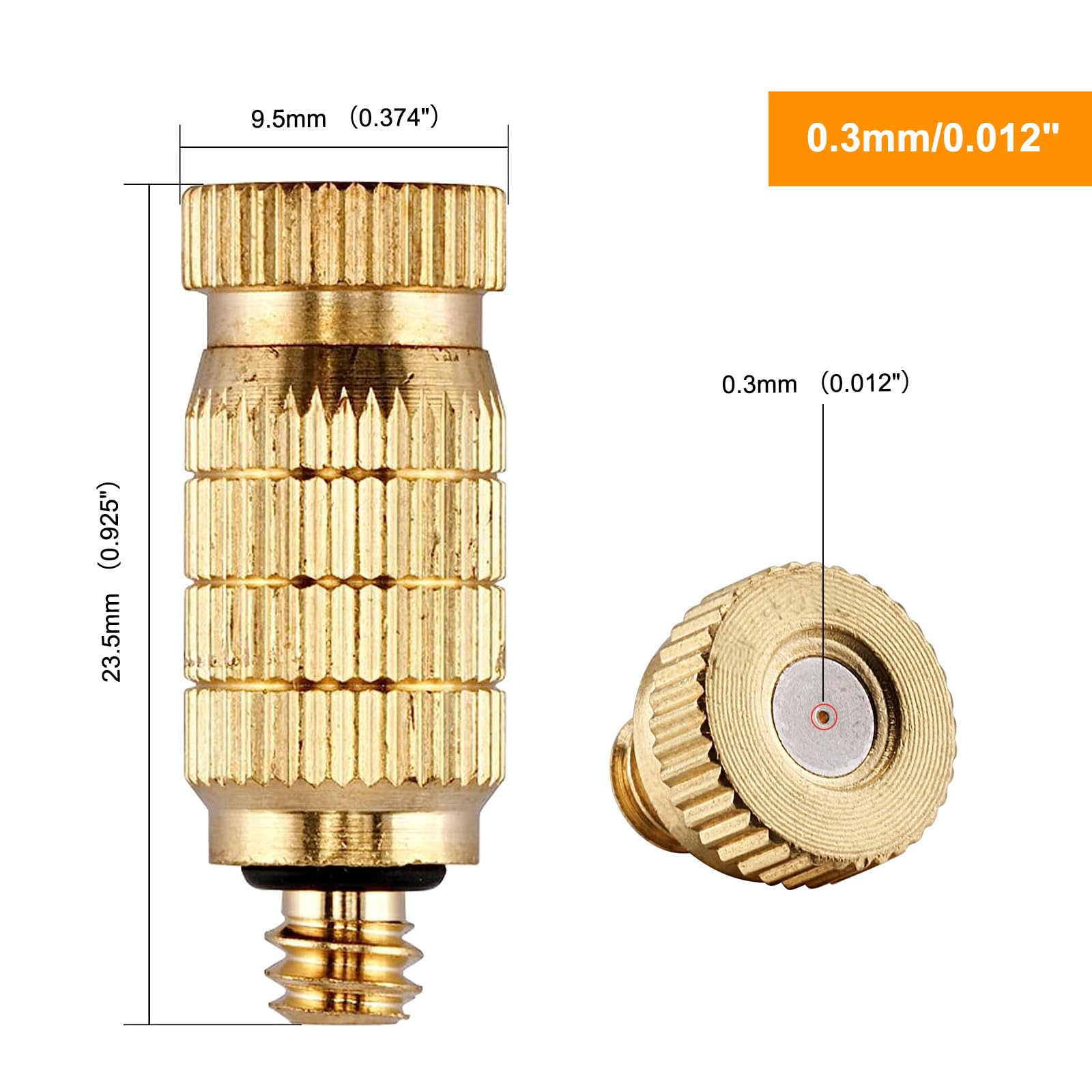 20pcs Brass High Pressure Misting Nozzles (0.3mm/0.012