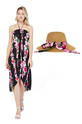 Pink Black Vine Hibiscus + Hat