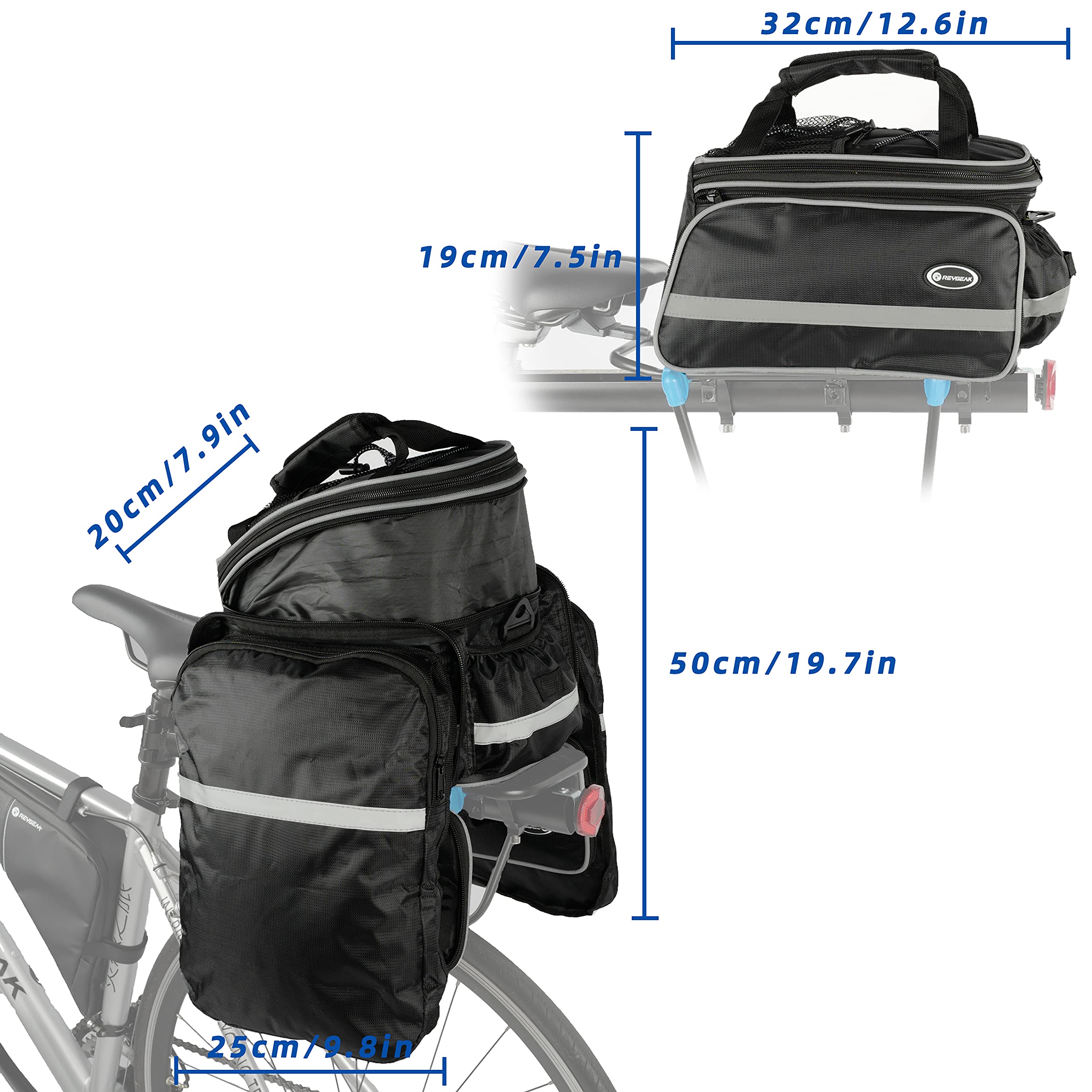 25L Waterproof Bike Rack Bag - Large Capacity Expandable Bicycle Pannier with Shoulder Strap & Rain Cover | Durable Polyester Saddle Trunk for Commuting, Touring & Outdoor Adventures