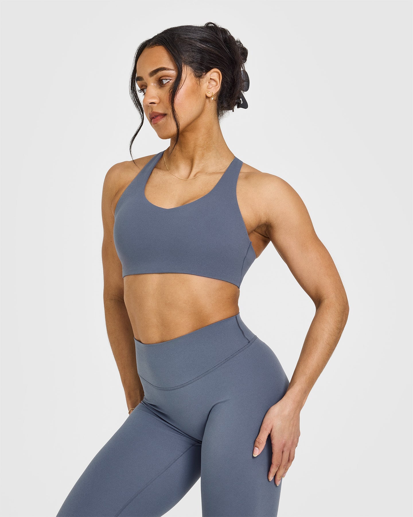 SoftMotion™ High Support Sports Bra for Women - Breathable & Comfortable Workout Top in Granite Blue | Perfect for Running, Yoga & Gym