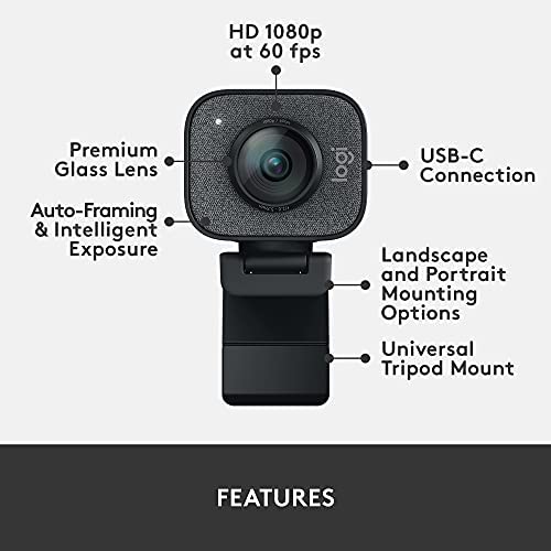 Logitech Litra Glow Premium LED Streaming Light with TrueSoft Technology & Logitech StreamCam - Graphite - Professional Lighting for Content Creators, Gamers, and Streamers - Perfect for YouTube, Twitch, and Home Office Setup
