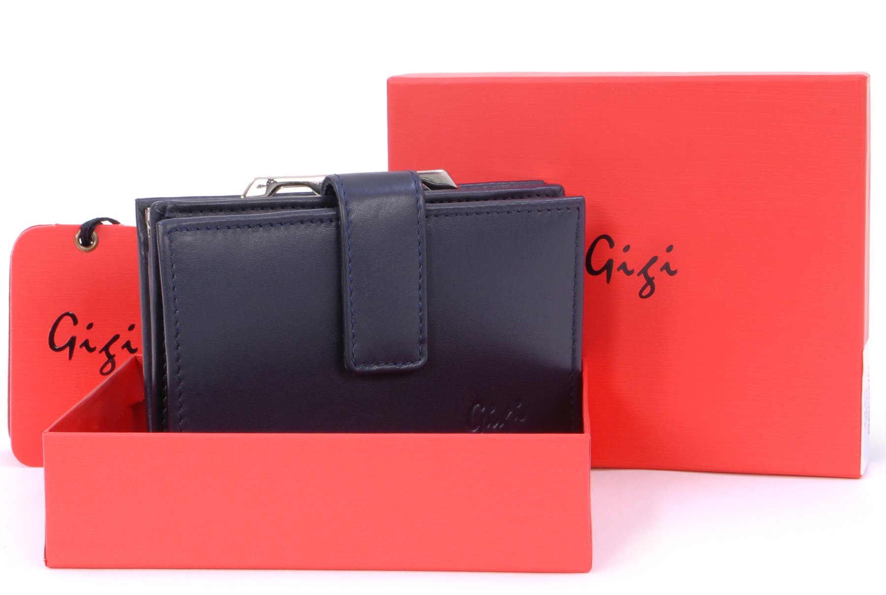 Gigi Women's Navy Blue Leather Wallet & Coin Purse - Medium Size Ladies Handbag with Gift Box (Othello 4244) - Perfect for Everyday Use, Travel & Gift Giving