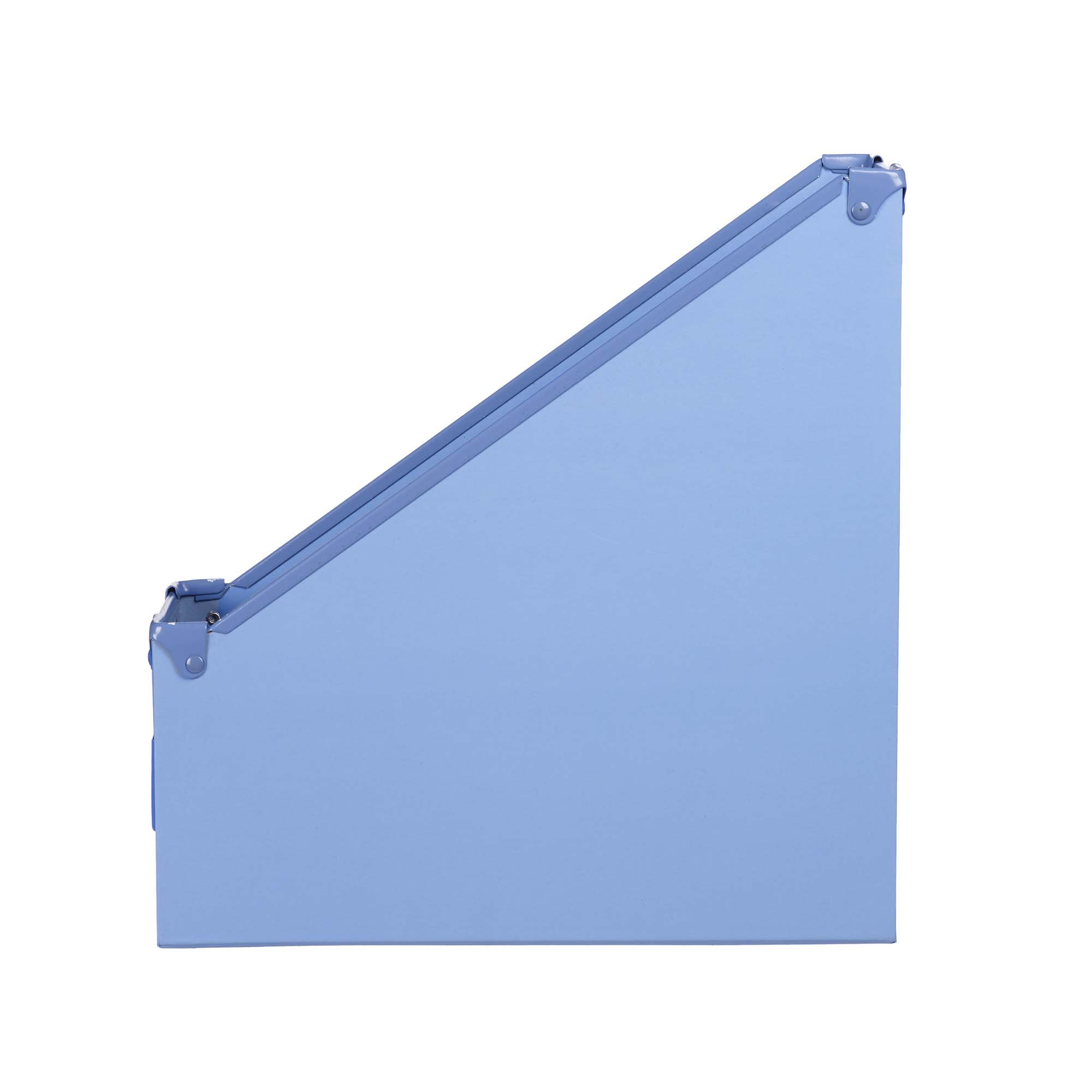 Frisco Magazine File Organizer - Periwinkle Blue Paperboard & Metal Trim Storage for Office, Home, or School Use