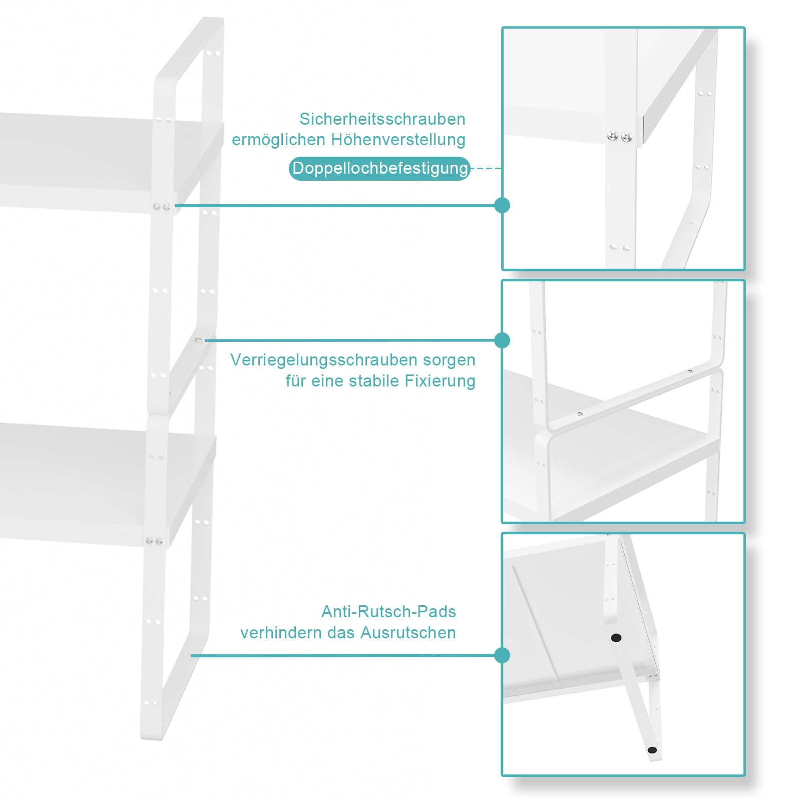 SANNO Expandable Kitchen Shelf Organizer - Large Stackable Counter Shelf for Spices, Pantry & Cupboard Storage - Space Saving White Organizer (1 Pack) - Perfect for Small Kitchens & Cluttered Countertops