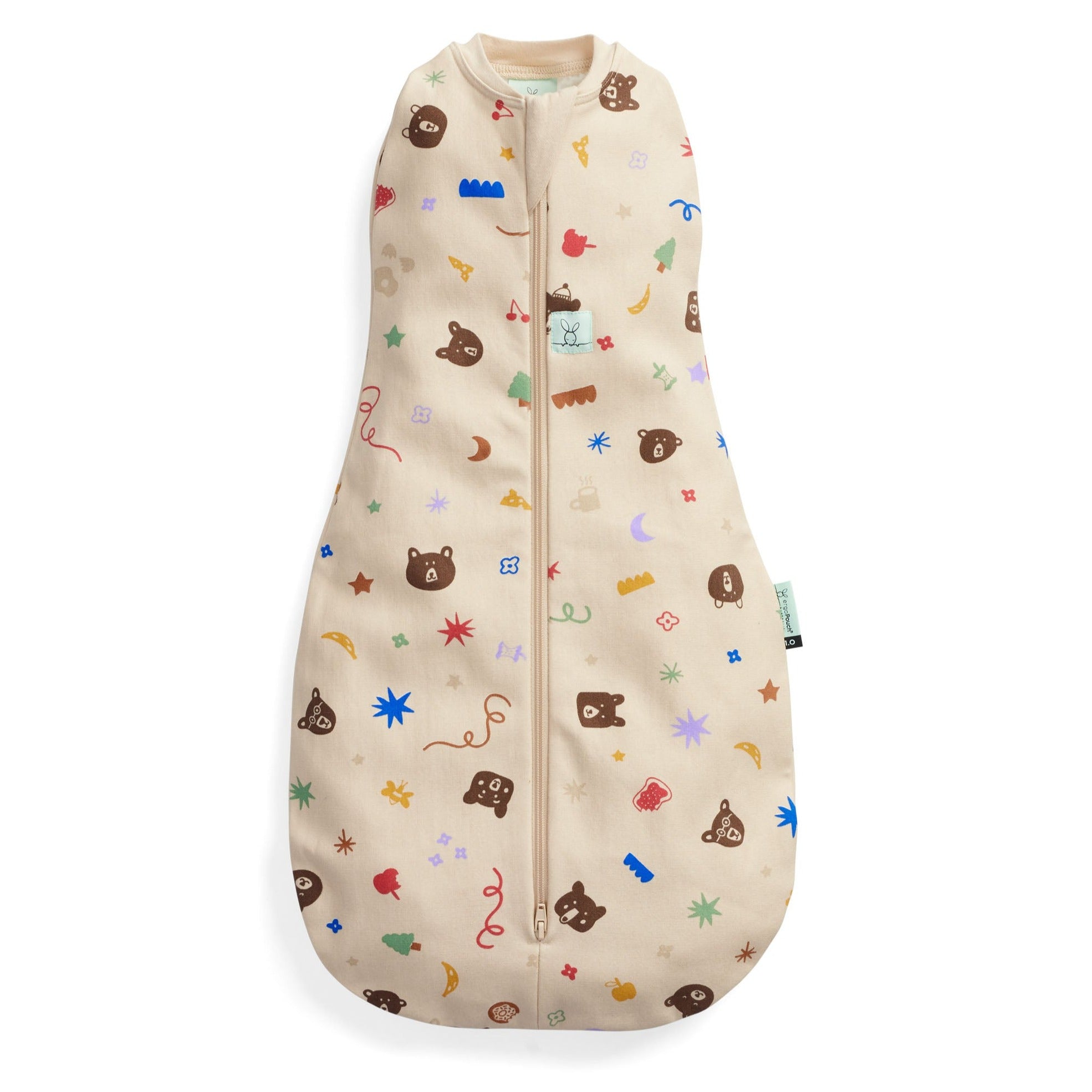 ErgoPouch Cocoon Zip Swaddle Bag 1.0 TOG - Teddy Bear Party Design | Baby Sleep Sack for Newborns & Infants | Perfect for Nursery, Bedtime & Travel