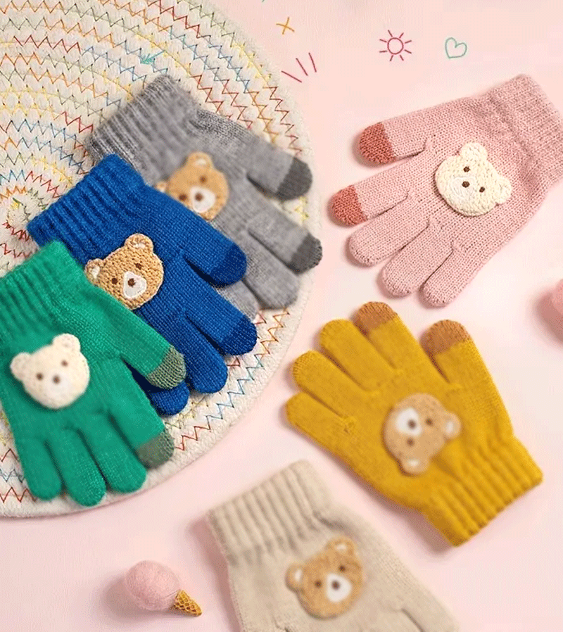 Soft & Warm Teddy Bear Alpaca Gloves for Women & Men - Cozy Winter Knit Gloves with Cute Bear Design - Perfect for Cold Weather, Outdoor Activities & Gifts