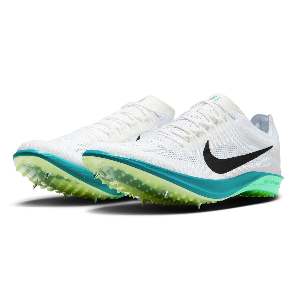 Nike ZoomX Dragonfly 2 Running Shoes - Men's & Women's Lightweight Track Spikes (D Width) White/Black/Bright Spruce - Perfect for Sprinting, Racing & Competitive Track Events