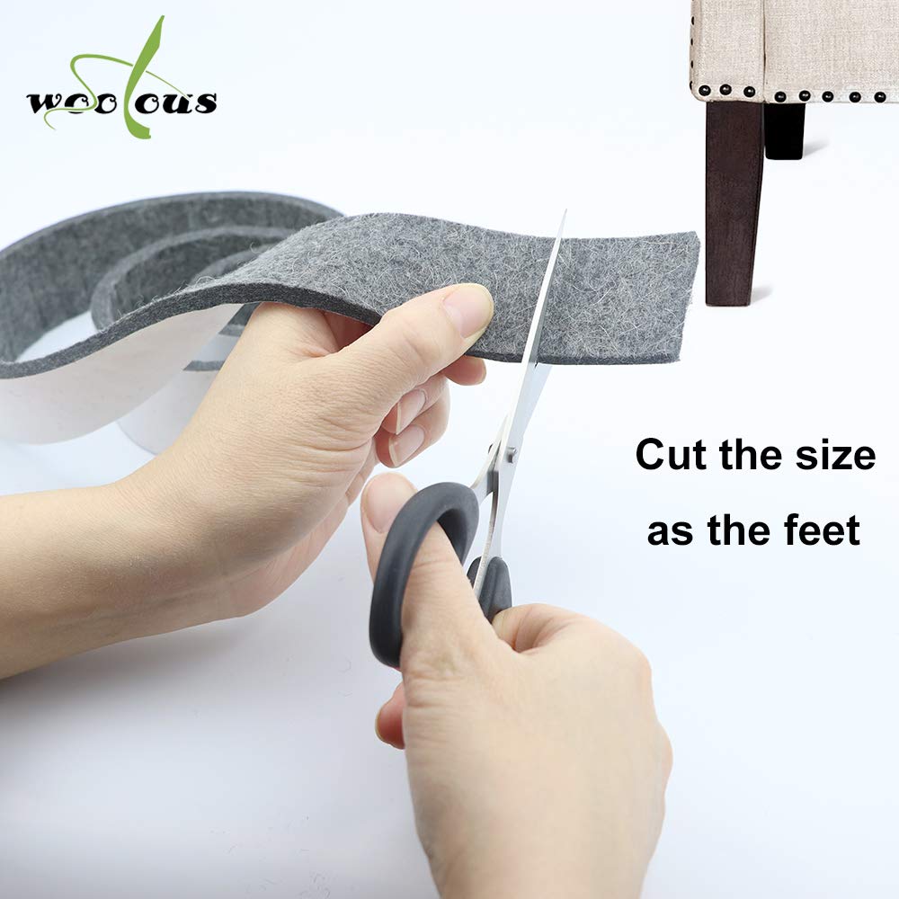Heavy Duty Self-Adhesive Wool Felt Strip Roll - 1.18x40 Inch Dark Grey Furniture Protector Pads for Hard Surfaces, Floor & Door Protection - Noise Reduction & Scratch Prevention