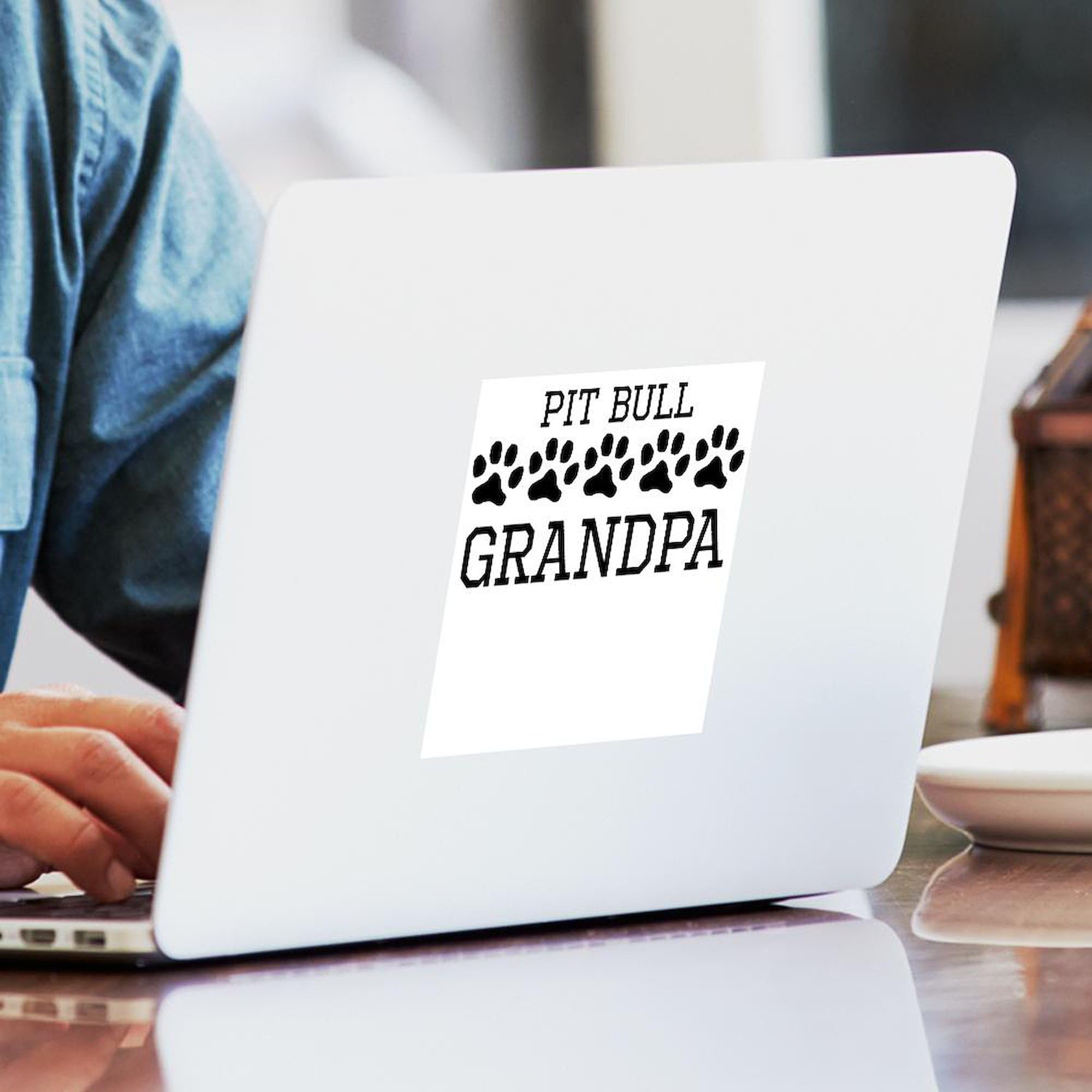 Pit Bull Grandpa Square Bumper Sticker - Durable Car Decal for Vehicles, Laptops & Windows - Funny Dog Lover Gift for Pet Owners