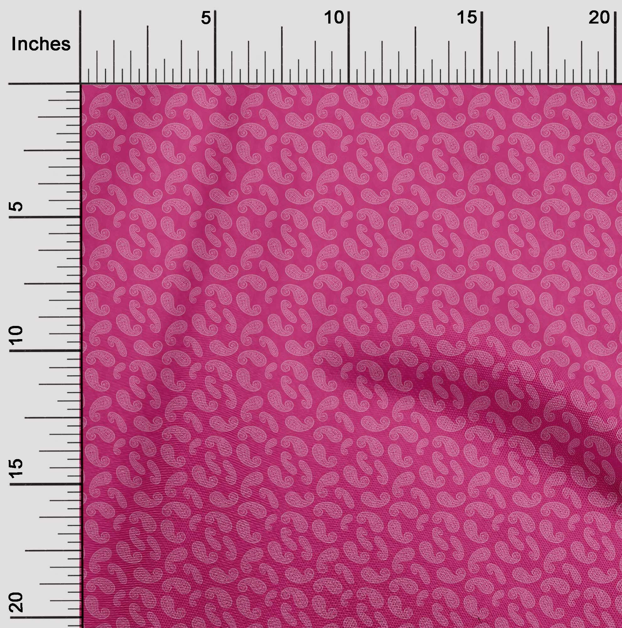 oneOone Cotton Flex Pink Asian Paisley Print Fabric by The Yard - 40 Inch Wide Soft Dress Material for DIY Fashion, Home Decor & Craft Projects