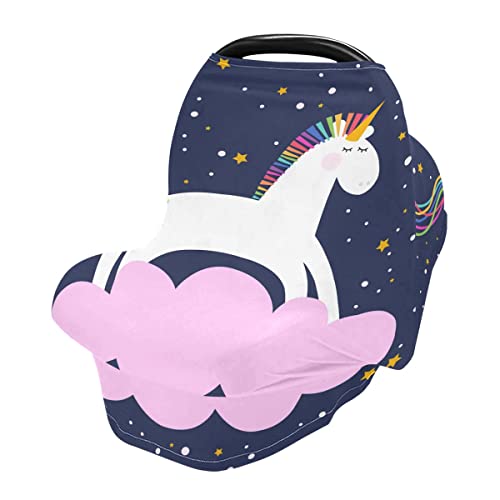 Soft Multi-Use Nursing Cover & Car Seat Canopy - Unicorn Print Breastfeeding Scarf, Stroller Cover, Light Blanket & Shopping Cart Cover for Baby | Perfect for Nursing, Outings & Travel