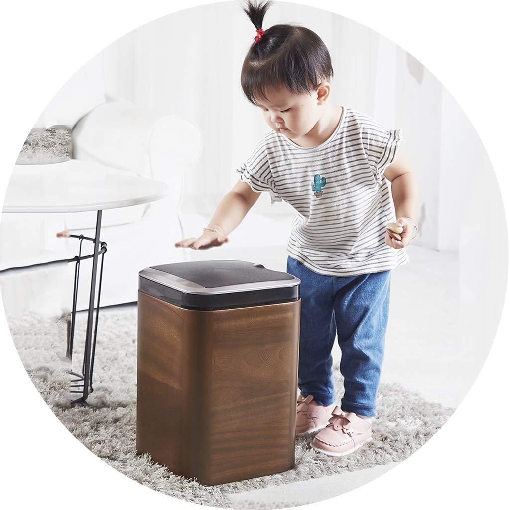 Smart Automatic Induction Trash Can with Lid - Wooden Garbage Bin for Home, Kitchen, Bathroom & Living Room | Hands-Free Motion Sensor Waste Bin for Easy Disposal & Modern Home Decor