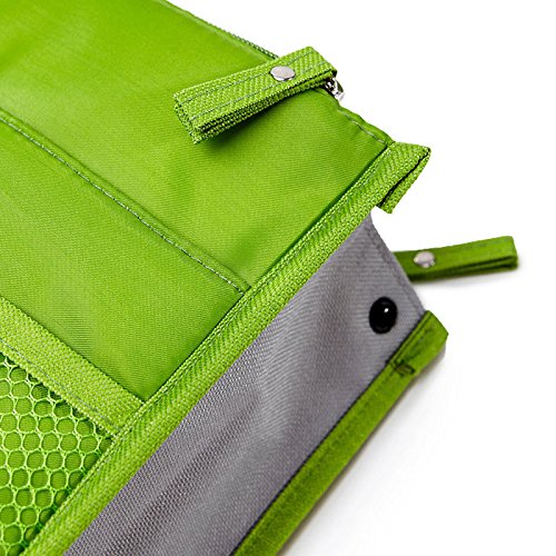 Ecokaki(TM) Multi-Pocket Nylon Purse Organizer - Cosmetic Gadget Bag Insert for Handbags (Green) | Perfect for Travel, Work & Daily Organization