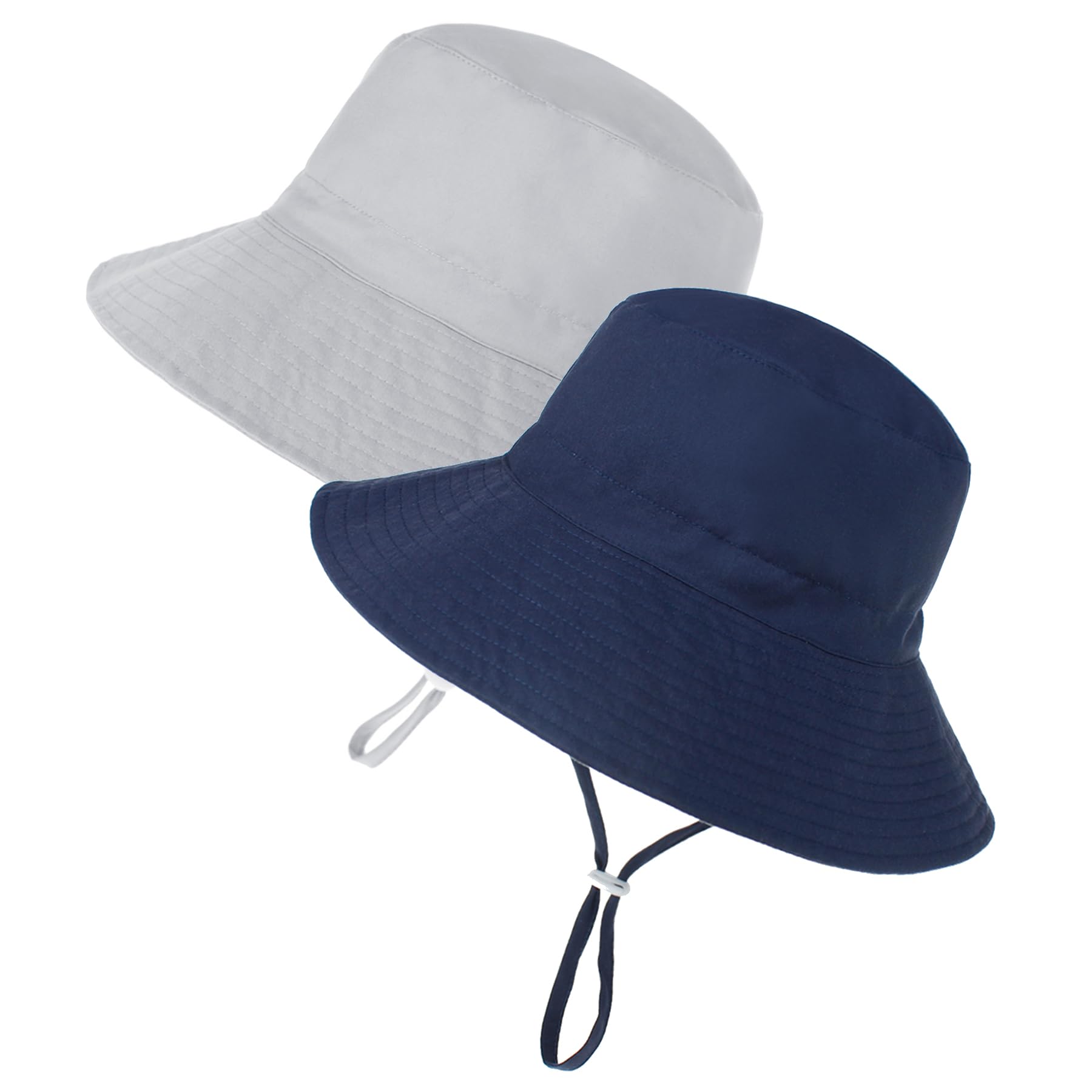 Zando 2Pcs UPF 50+ Baby Sun Hat - Adjustable Toddler Bucket Hats for Boys & Girls 0-8 Years, UV Protection Summer Beach Hat for Outdoor Play, Swimming & Travel