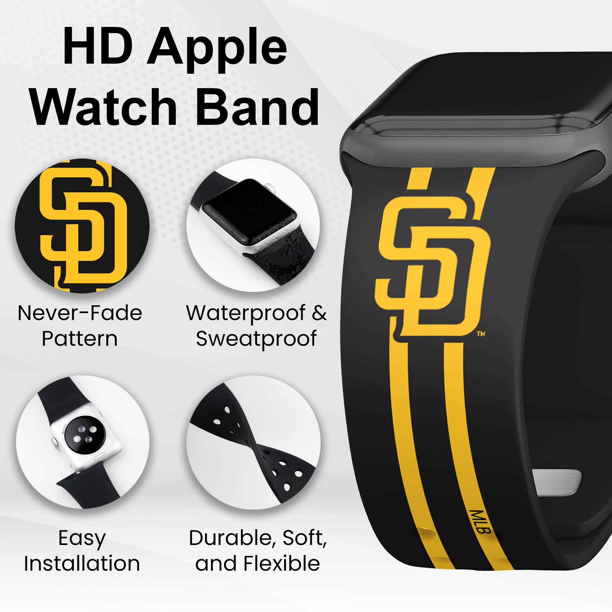 San Diego Padres HD Game Time Watch Band for Apple Watch - Perfect for Baseball Fans & Sports Enthusiasts