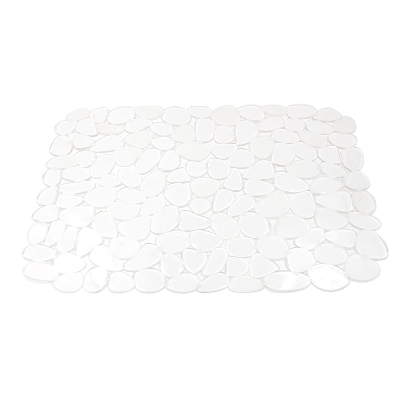 BIAOBIAO Adjustable Kitchen Sink Dish Drying Mat - 30 x 40cm Soft Plastic Sink Protector with Pebble Design, Non-Slip & Waterproof (Clear) - Perfect for Countertop, Dish Rack & Kitchen Organization